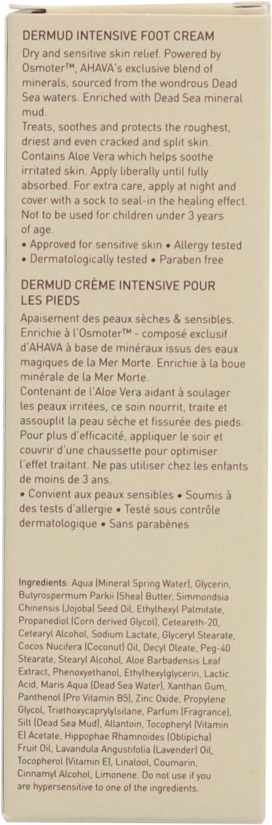 AHAVA Fußcreme »Deadsea Mud Dermud Intensive Foot Cream«, Lindert Rötungen, Juckreiz und Reizungen bei trockenen, wunden Füßen.