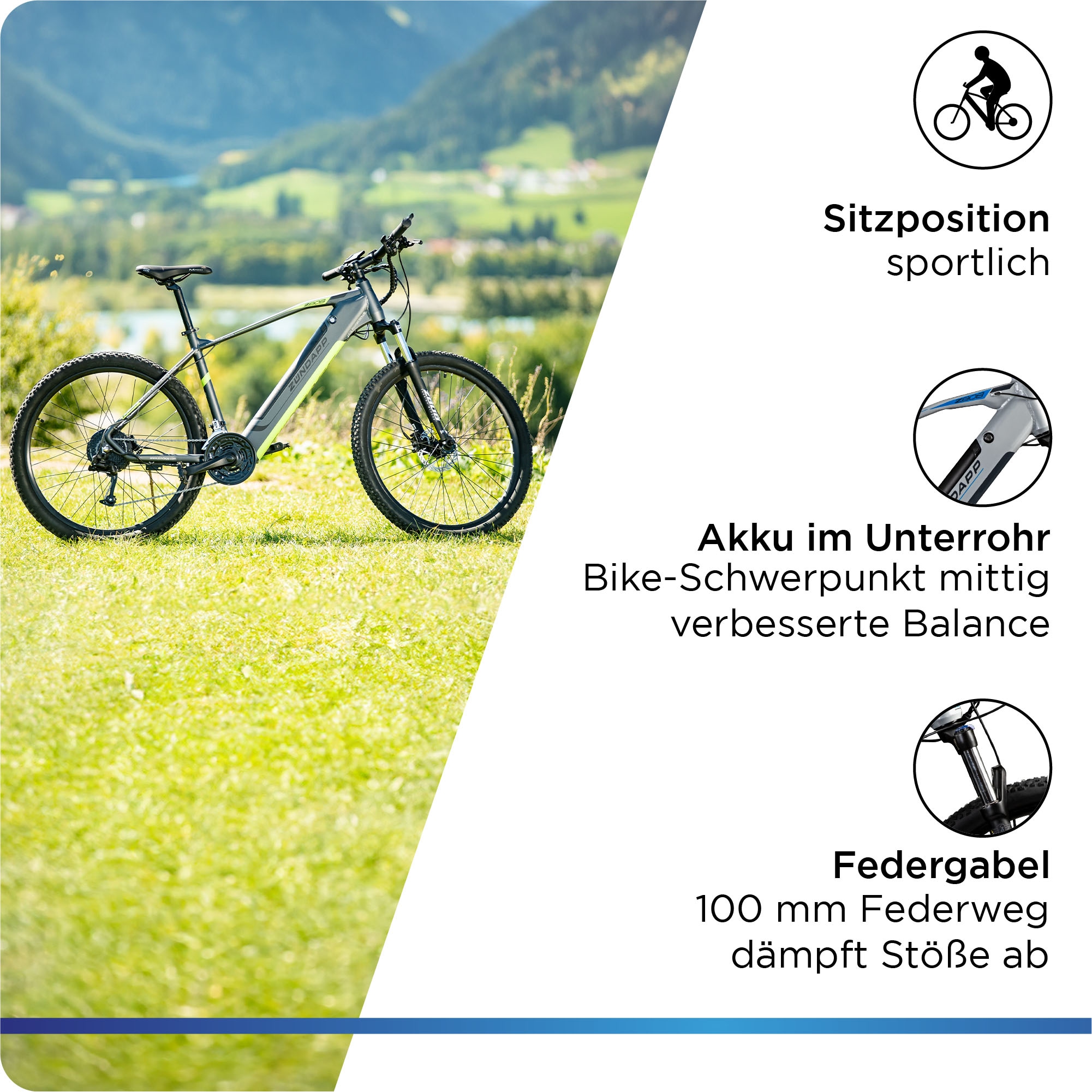 Zündapp E-Bike »Z808«, 24 Gang, Heckmotor 250 W, Pedelec, Elektrofahrrad für Damen u. Herren, MTB