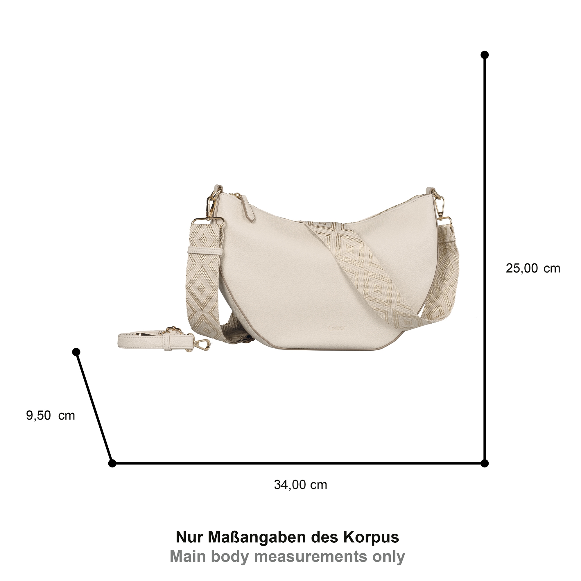 Gabor Umhängetasche »Linda« weiches Kunstleder mit elegantem Schultergurt aus edlem Gewebeband