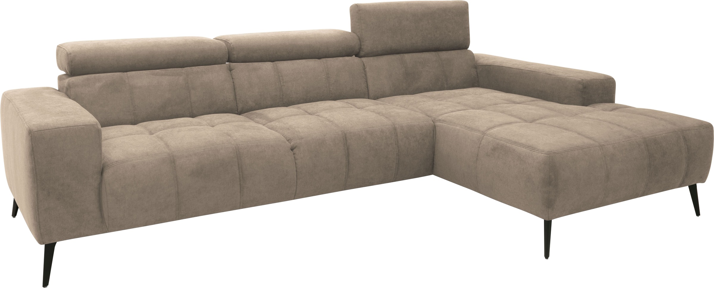 DOMO collection Ecksofa »Trento L-Form, mit Kufenfuß oder Einzelfuß«, wahlweise mit Kopfteilverstellung, Recamiere links/rechts bestellbar