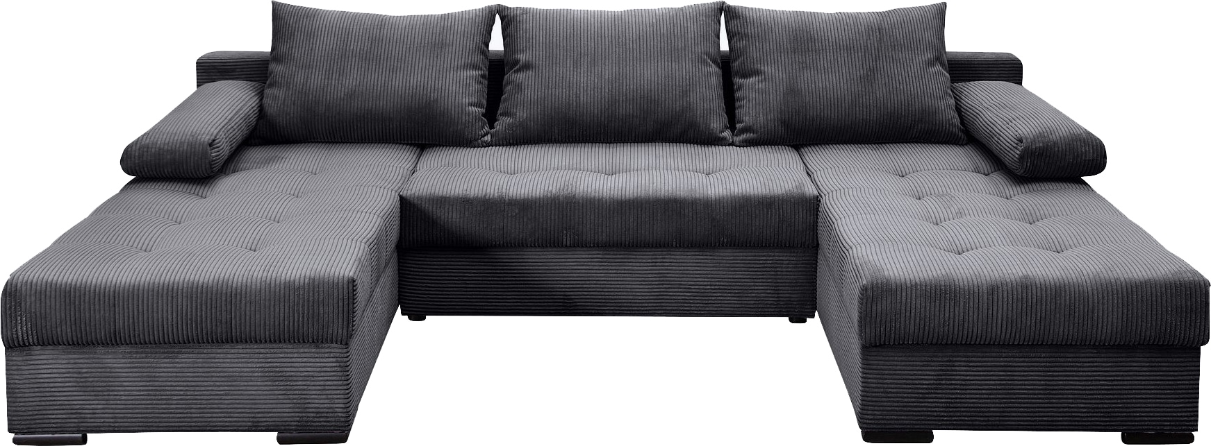 COLLECTION AB Wohnlandschaft »Josy U-Form, Breite 269 cm, Flachgewebe, Struktur, Cord & Cord/Mix«, (Cord-/Mix), inkl. Bettfunktion, Bettkasten, mit 3 gleich großen Rückenkissen
