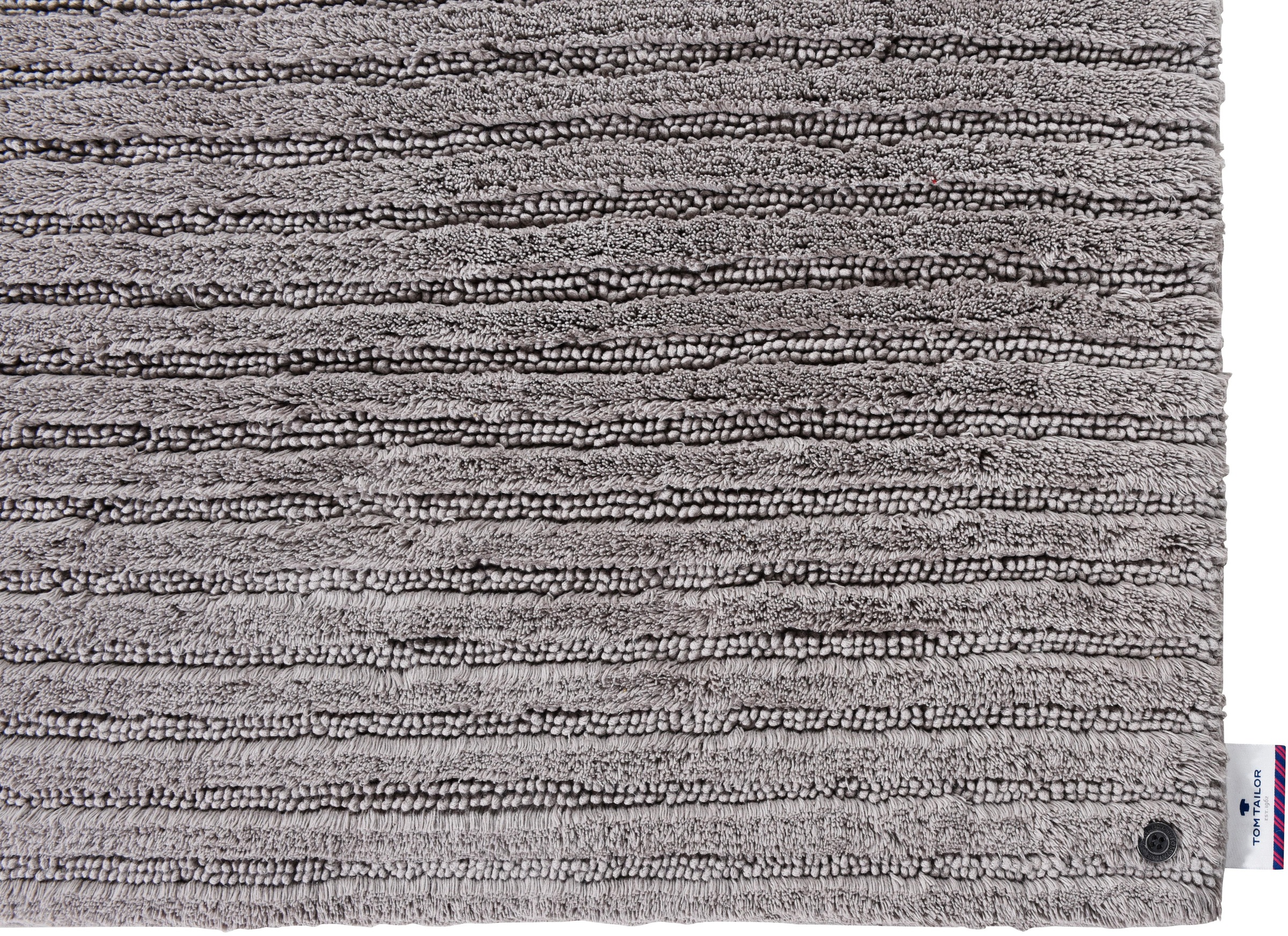 TOM TAILOR HOME Badematte »Cotton Stripes«, rutschhemmend beschichtet, fußbodenheizungsgeeignet-strapazierfähig, Uni Farben, gestreift, reine Baumwolle, Hoch-Tief Effekt