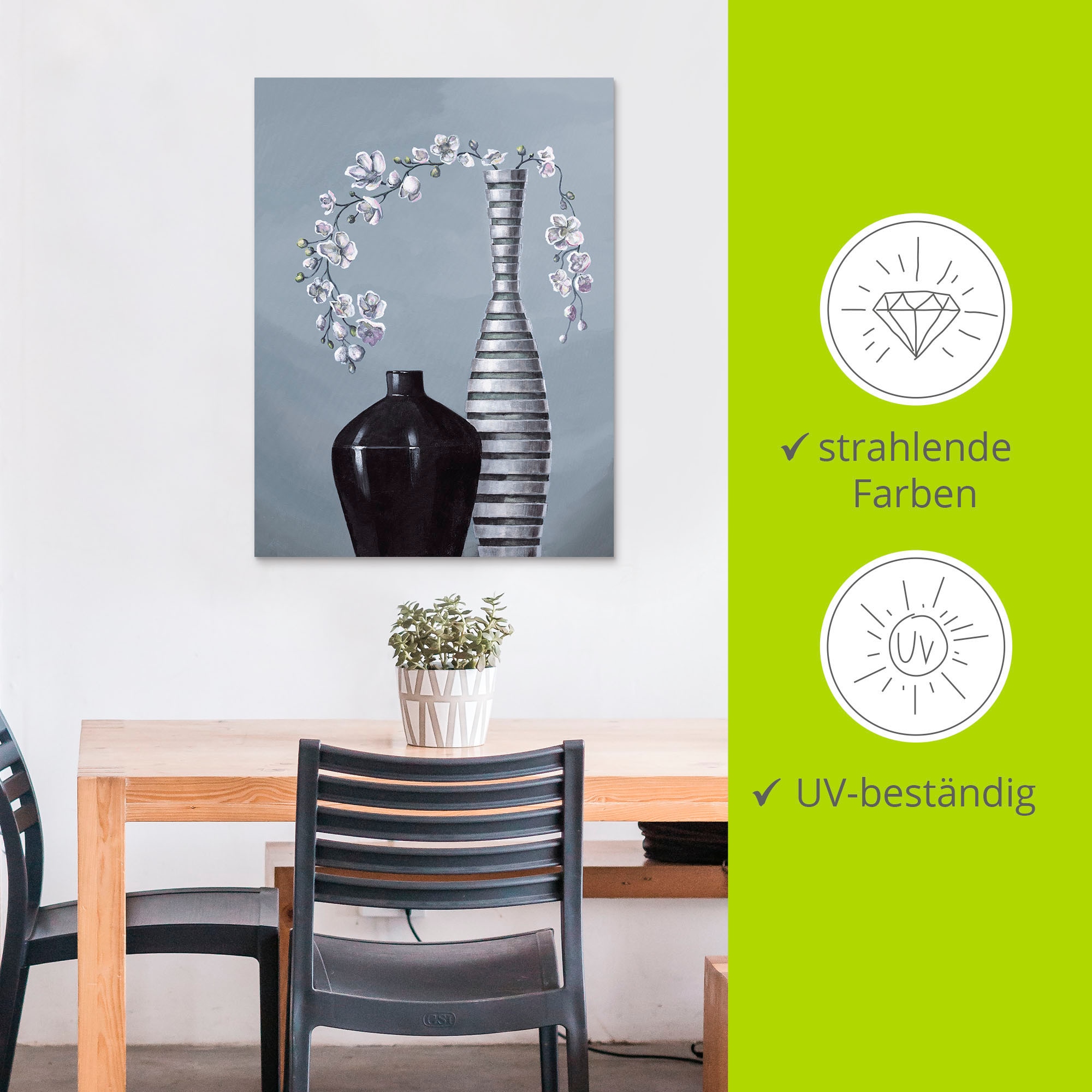 Artland Wandbild »Metallische Vasen«, Vasen & Töpfe, (1 St.), als Alubild, Outdoorbild, Leinwandbild, Poster, Wandaufkleber