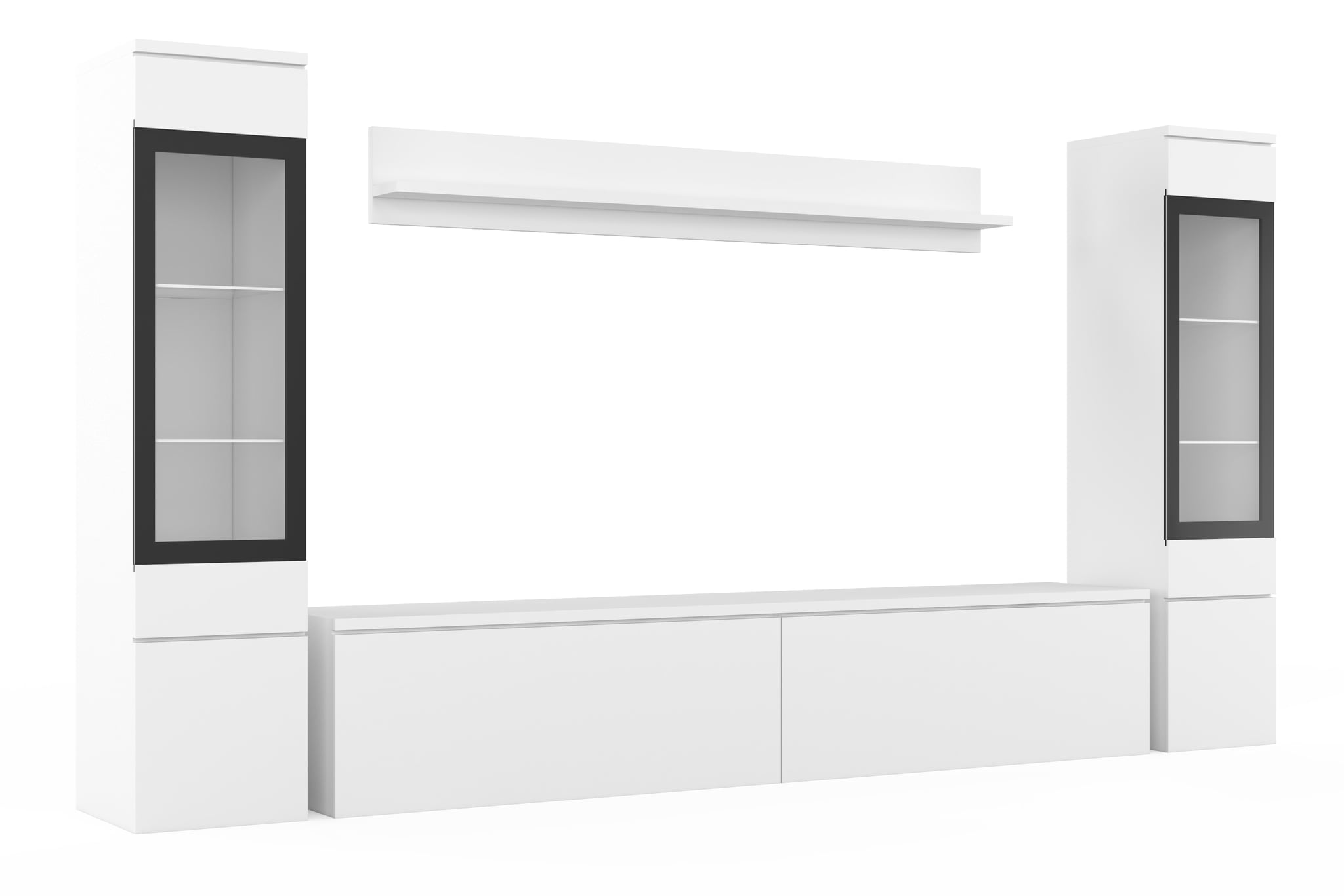 INOSIGN Wohnwand »VERA II, Vitrinen Türanschlag wechselbar«, (Komplett-Set, 4 St.), Mediawand 260 cm, Vitrine mit Verglasung, stehend und hängend