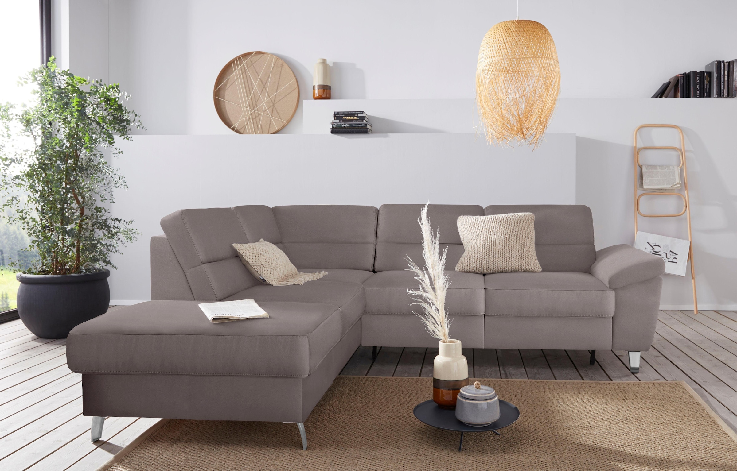 sit&more Ecksofa »Sorano L-Form«, wahlweise mit Bettfunktion und Bettkasten
