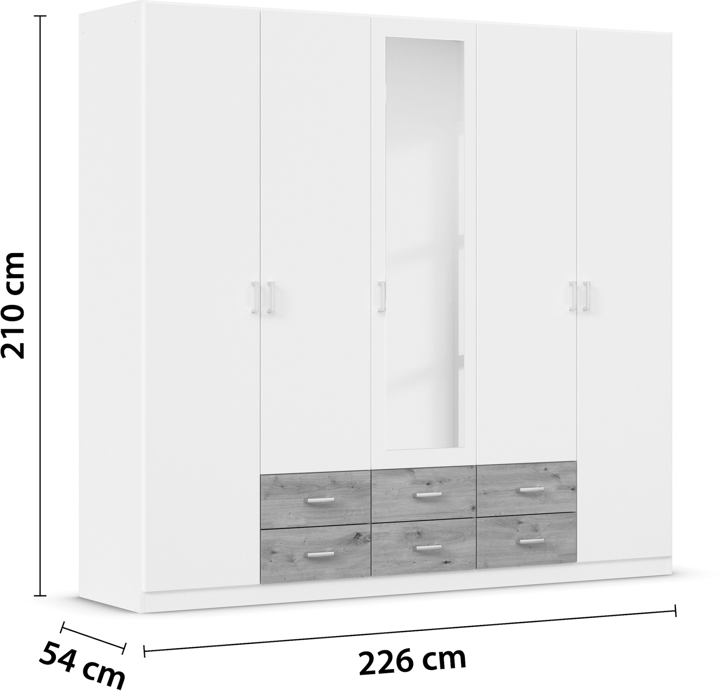 rauch Kleiderschrank »Schrank Garderobe Wäscheschrank GAMMA in 3 Breiten«, viel Stauraum mit 6 Schubladen, mit Spiegel TOPSELLER MADE IN GERMANY