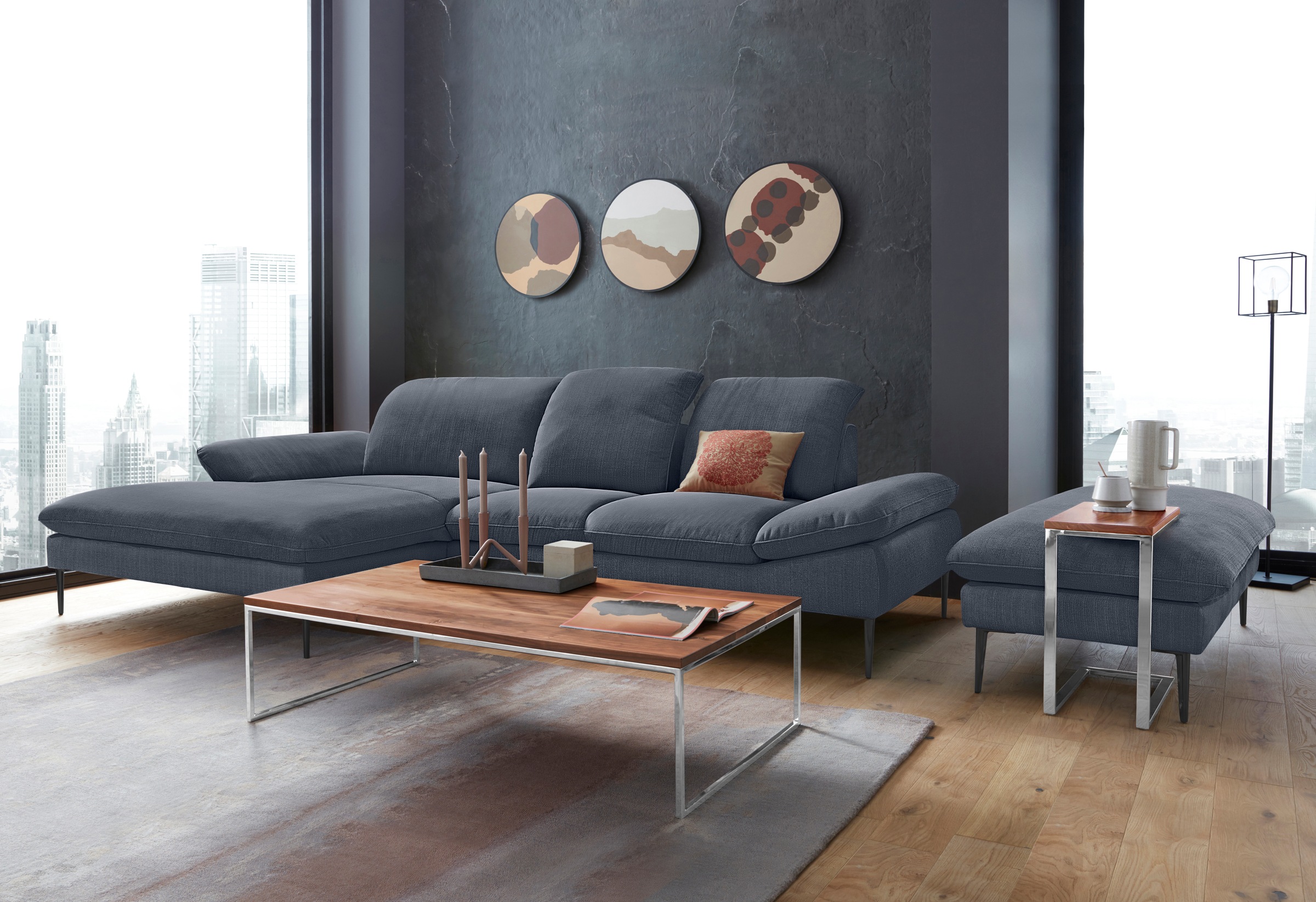 W.SCHILLIG Ecksofa »enjoy&MORE, Designsofa, elegant und bequem, L-Form«, Sitztiefenverstellung, Füße schwarz pulverbeschichtet, Breite 310 cm