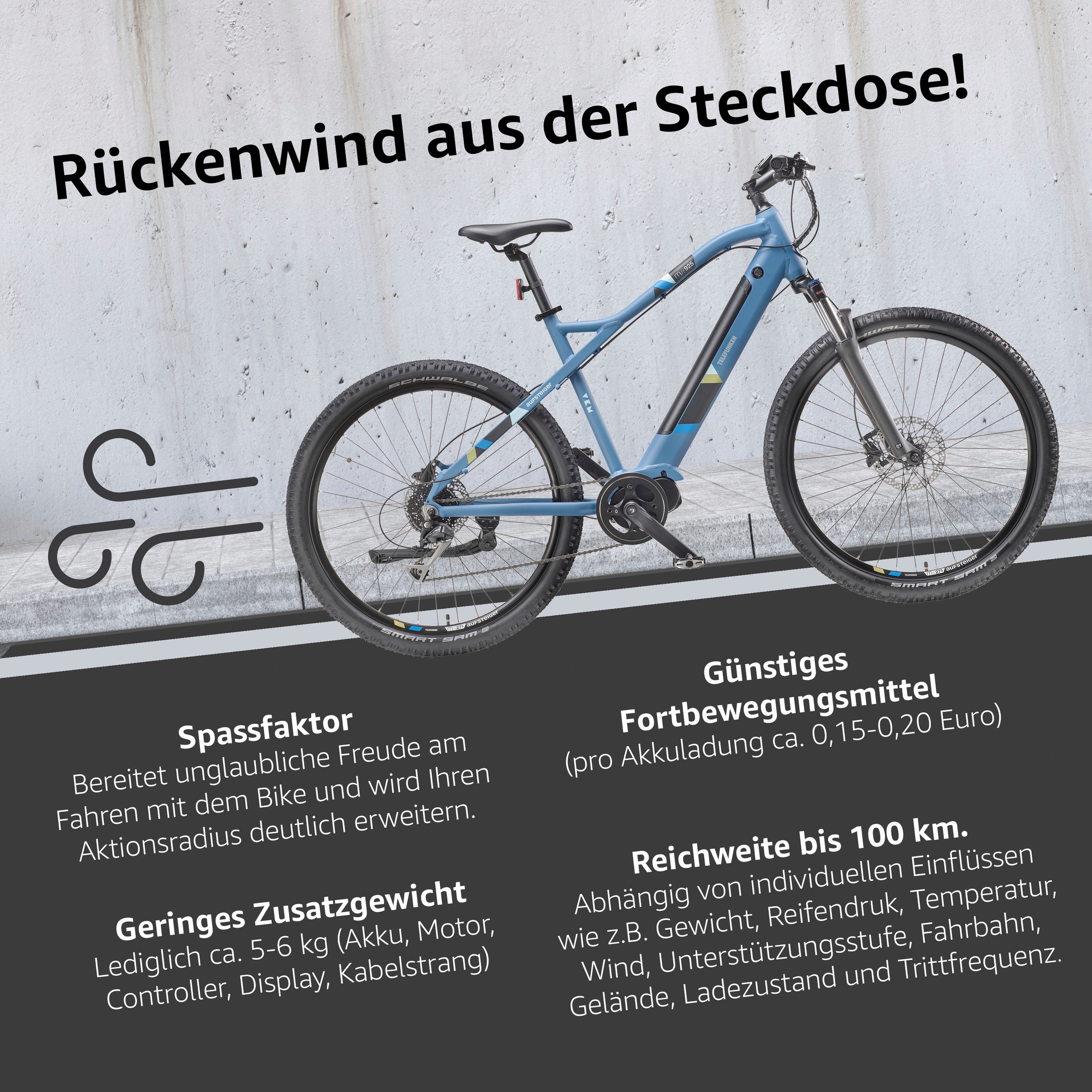 Telefunken E-Bike »Aufsteiger M925«, 8 Gang, Shimano, Acera, Mittelmotor 250 W, Pedelec, Elektrofahrrad für Damen u. Herren, MTB