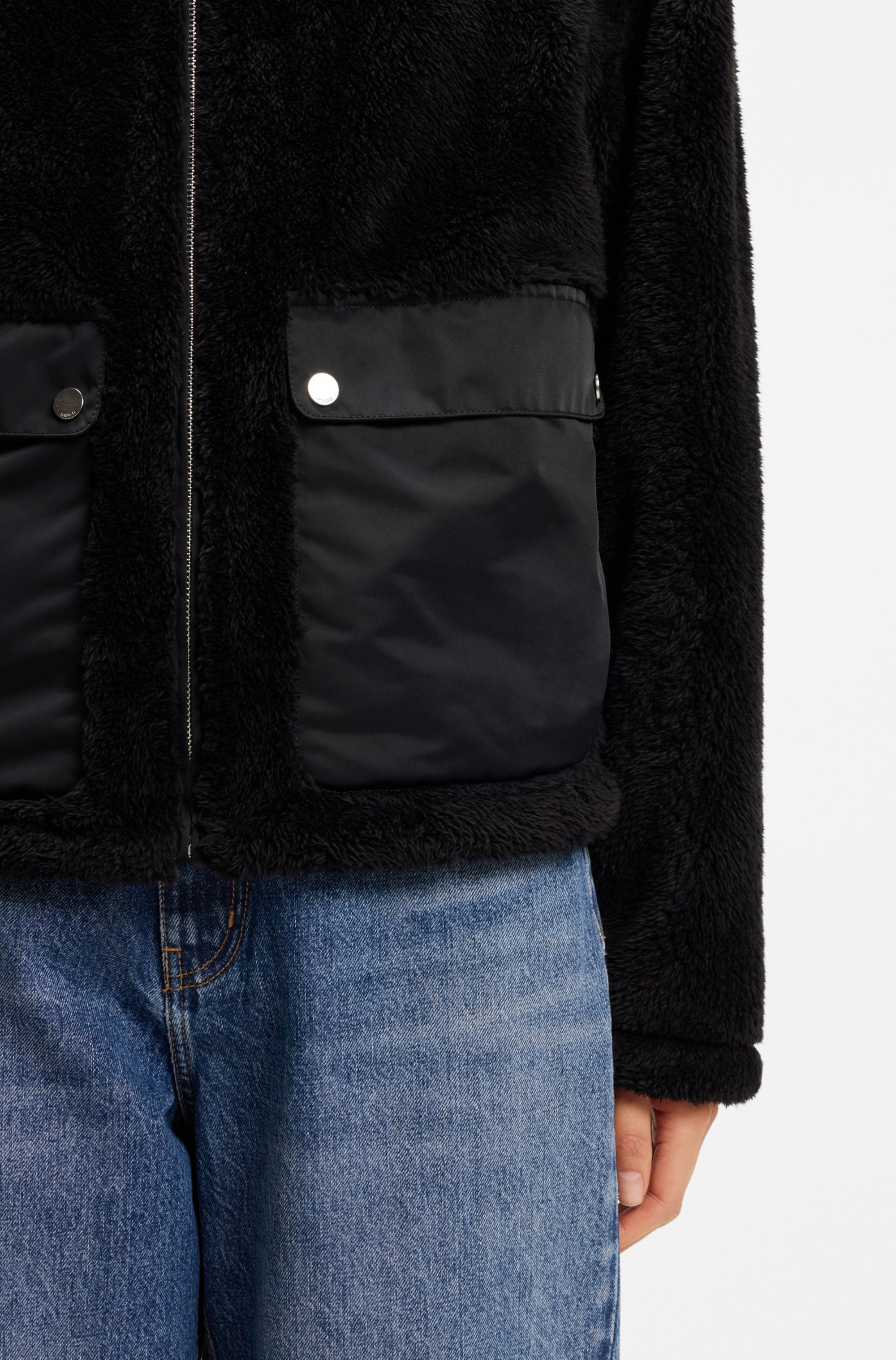 HUGO Fellimitatjacke »Fayla« mit aufgesetzten Taschen, Relaxed Fit