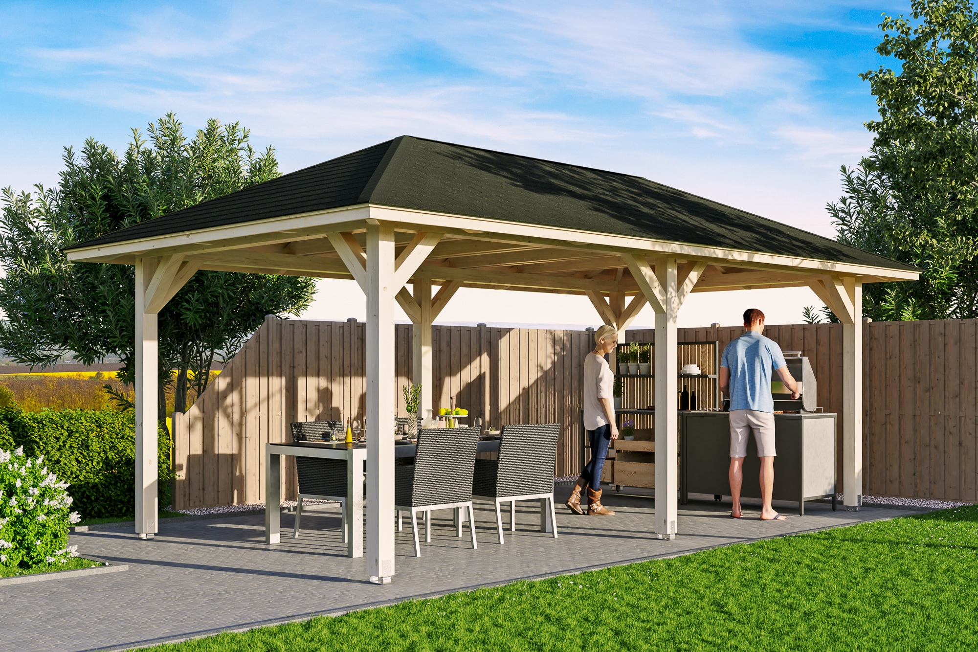 Skanholz Holzpavillon »Orleans 1«, Leimholz, 294 x 576 cm