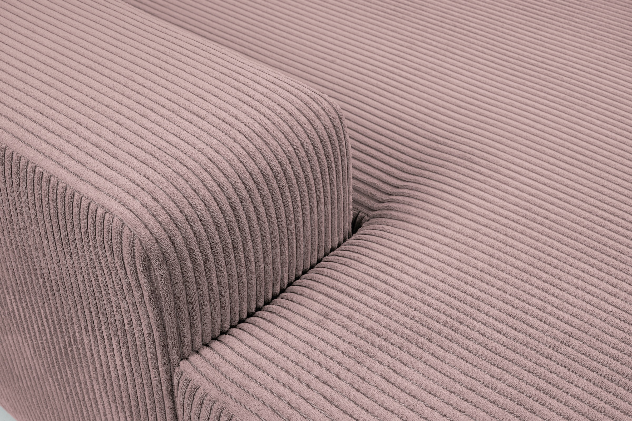 WERK2 Wohnlandschaft »Rotterdam-U, U-Form, in kuschelweichem Cord oder Breitcord«, Design Sofa mit Schlaffunktion & Bettkasten, Cord, Rose