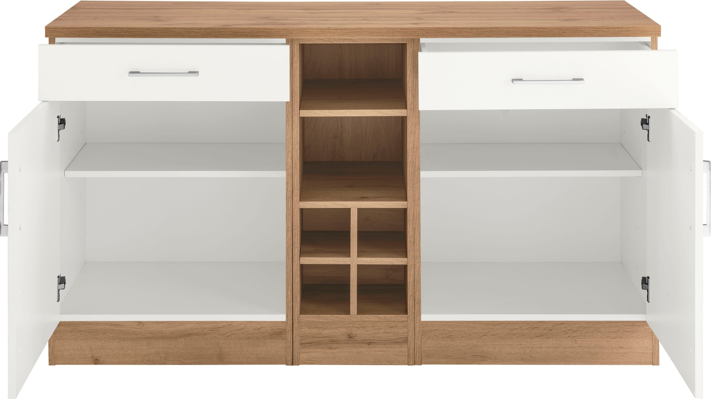 KOCHSTATION Unterschrank »KS-Colmar«, 150 cm breit, 2 Schubkästen, 2 Türen, 6 Fächer, für viel Stauraum