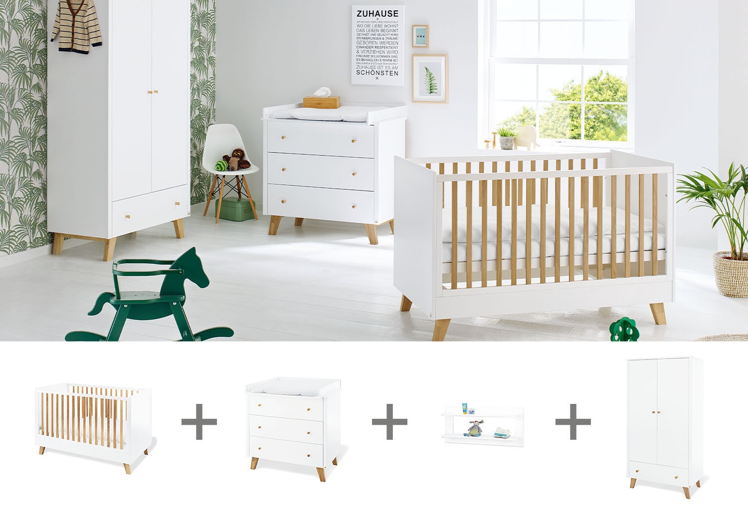 Pinolino® Babyzimmer-Komplettset »Pan«, (Set, 4 tlg., Kinderbett, Wickelkom günstig online kaufen