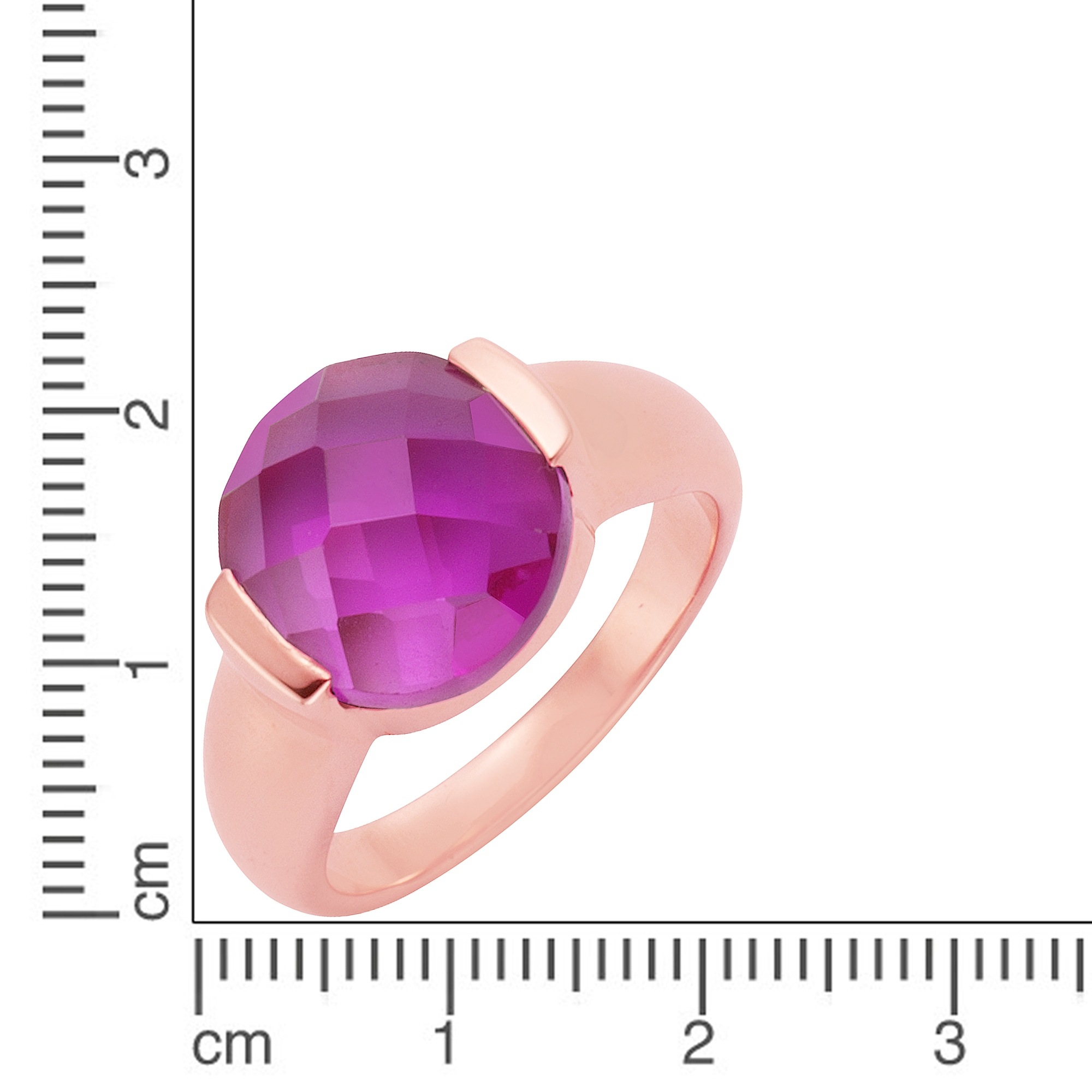 Jamelli Fingerring »Silber 925 rosé-vergoldetz mit pinkem Quarz-Stein (beh.) 12mm«
