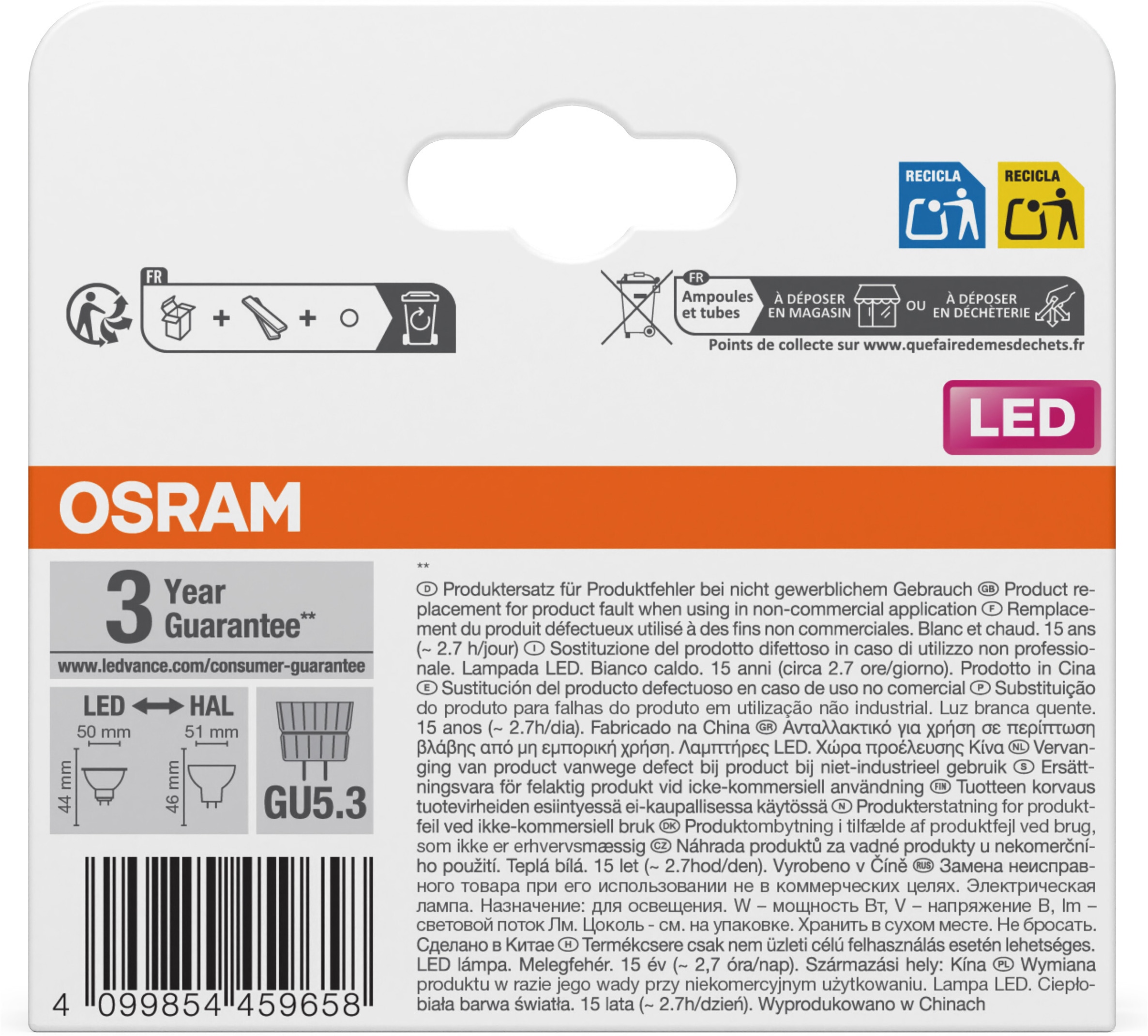 Osram LED-Leuchtmittel »LED-Spot Star MR16 Reflektor« MR16 2 Stk. Warmweiß