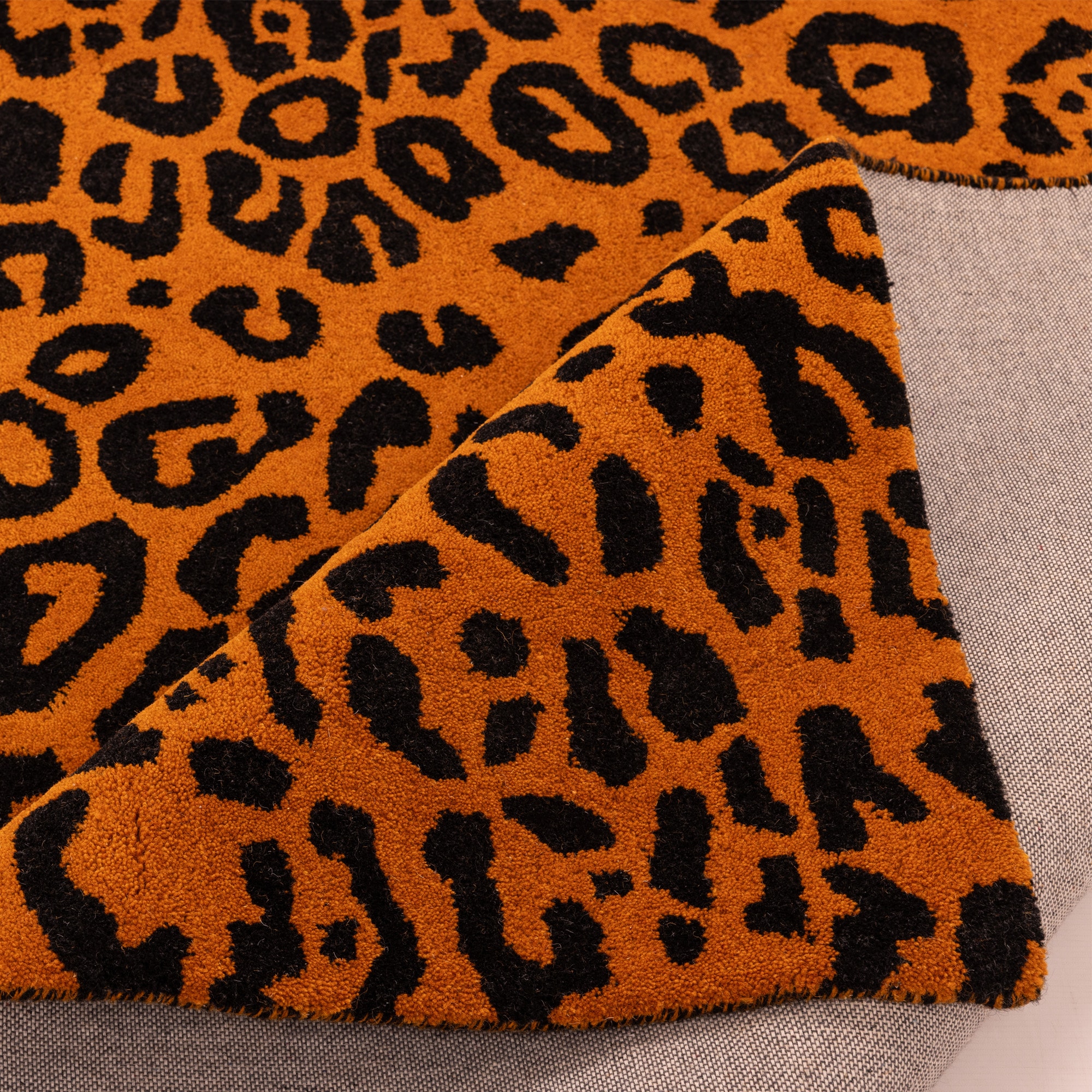OTTO home Wollteppich »Gabbo Leo, Leopardenmuster, handgearbeitet« rechteckig 14 mm Höhe reine Wolle, Uni, Wohnzimmer, Schlafzimmer, Esszimmer