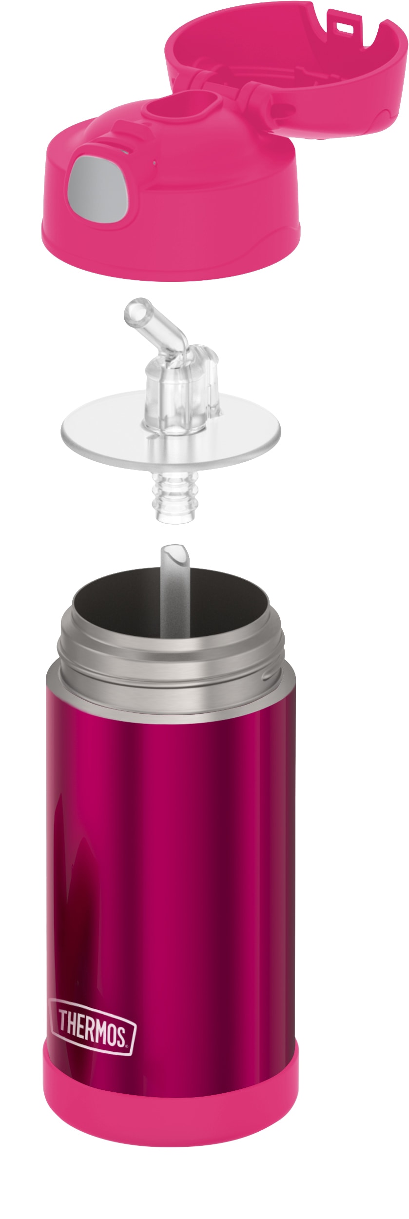 THERMOS Isolierflasche »FUNTAINER STRAW BOTTLE, doppelwandiger Edelstahl, spülmaschinenfest«, (1 tlg.), 0,35l, mit Silikonstrohalm, absolut dicht