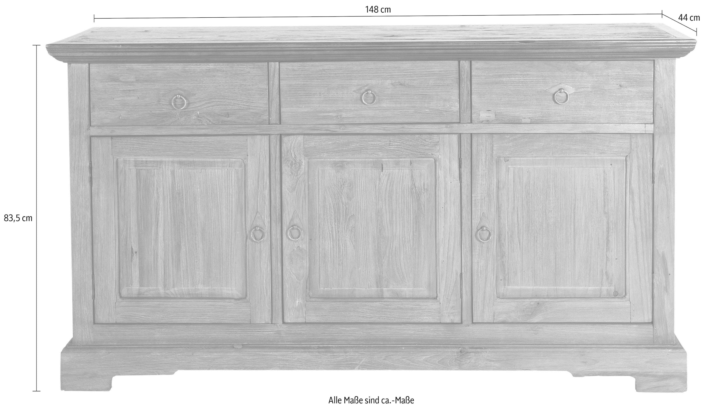 SIT Sideboard »Seadrift«, aus recyceltem Altholz Teak, Shabby Chic, Vintage