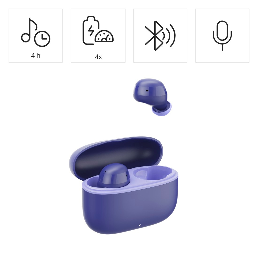 Hama Bluetooth-Kopfhörer »True Wireless Kopfhörer In Ear, Ladecase, bis 20h Akku, Bass Boost«, A2DP Bluetooth-AVRCP Bluetooth-HFP-SPP, kompatibel mit Siri-Sprachsteuerung-True Wireless