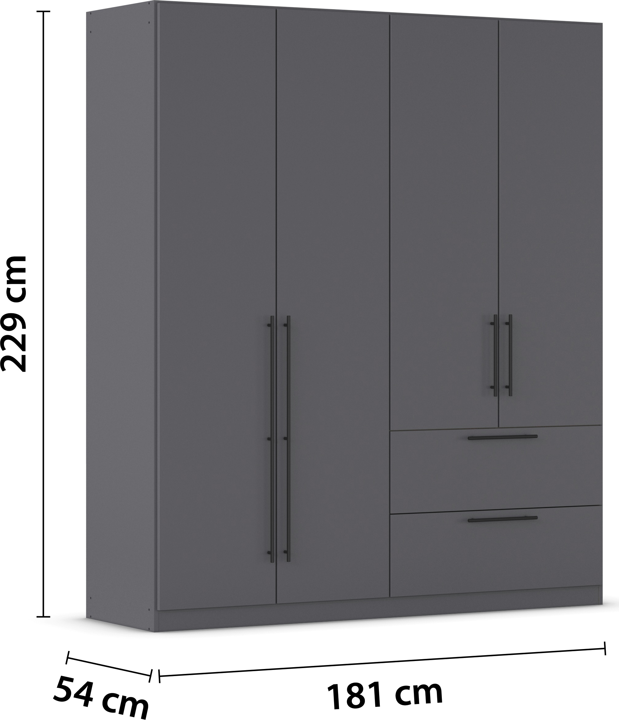 rauch Kleiderschrank »Drehtürenschrank Schrank Garderobe Wäscheschrank Schlafzimmer AVOLA«, (in 3 verschiedenen Ausstattungen BASIC/CLASSIC/PREMIUM), mit hochwertigen Stangengriffen in Schwarz aus Metall MADE IN GERMANY