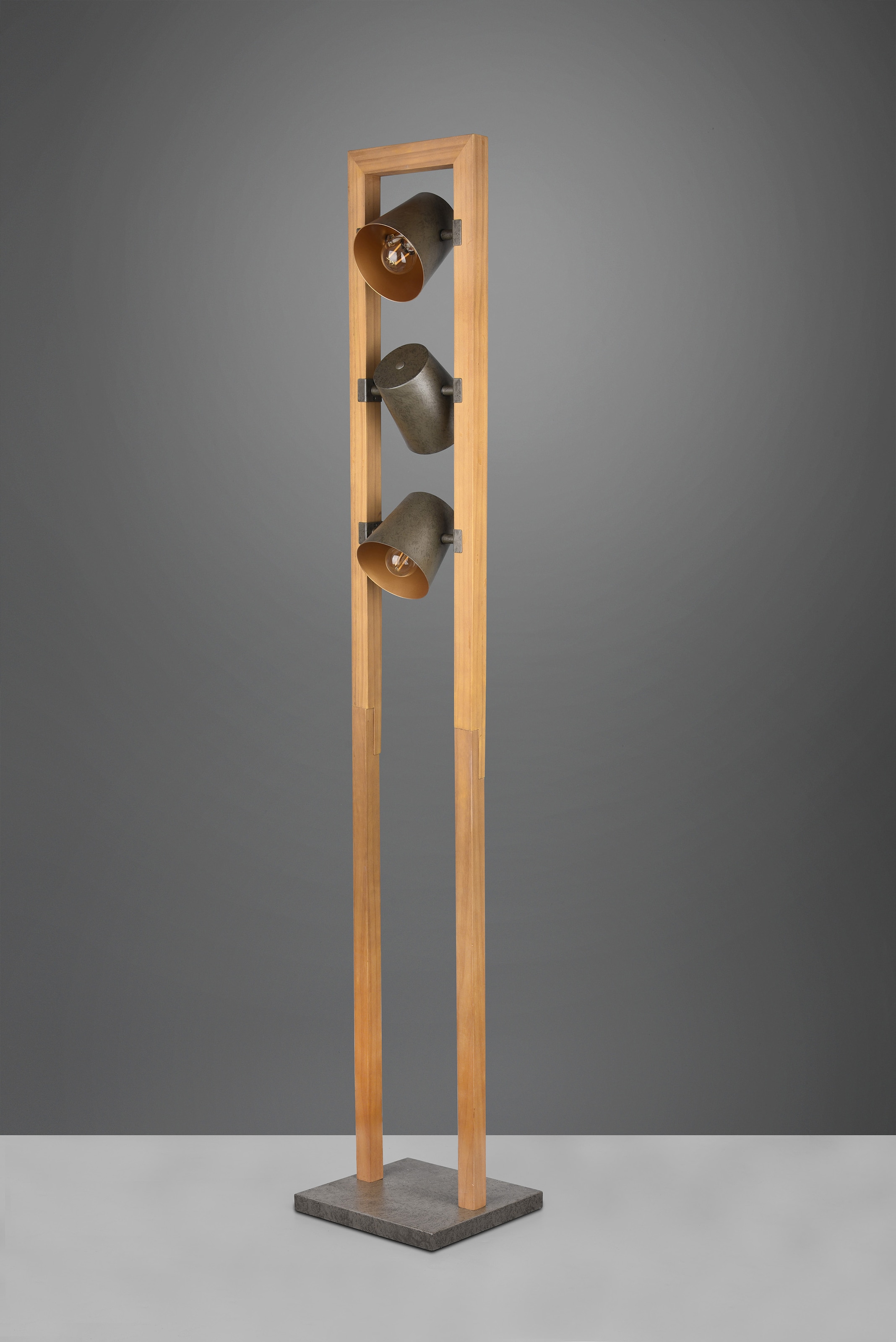 TRIO Leuchten online Kombination bestellen in Schirmen Stehlampe 3-flammig Glocken-Optik, 3 »Bell«, mit Holz-Nickel-Antik flammig-flammig