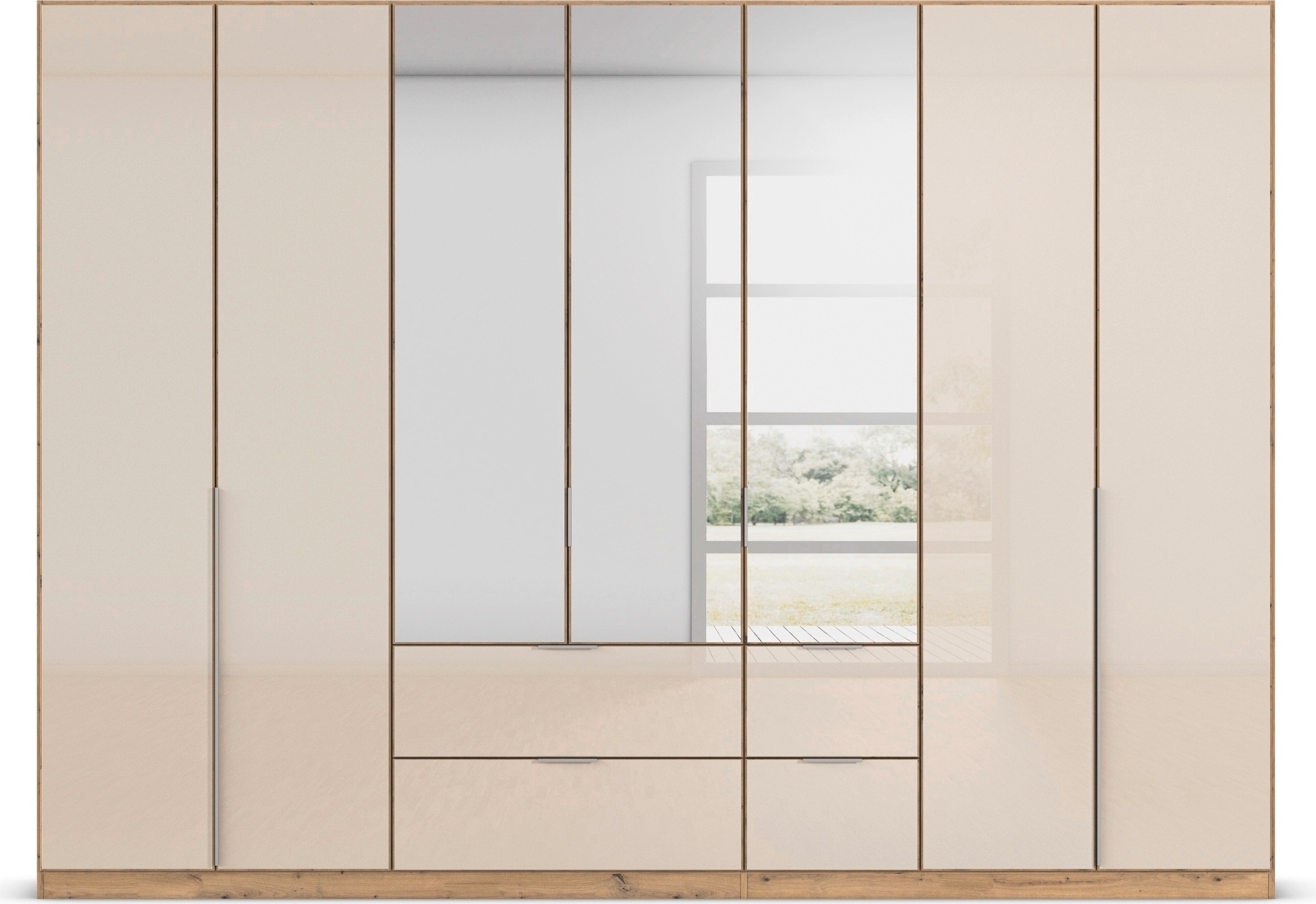rauch Drehtürenschrank »Kleiderschrank Kleiderschränke Schrank Garderobe AGORDO mit Glasfront«, mit Außenschubkästen, in 6 Breiten und 2 Höhen MADE IN GERMANY