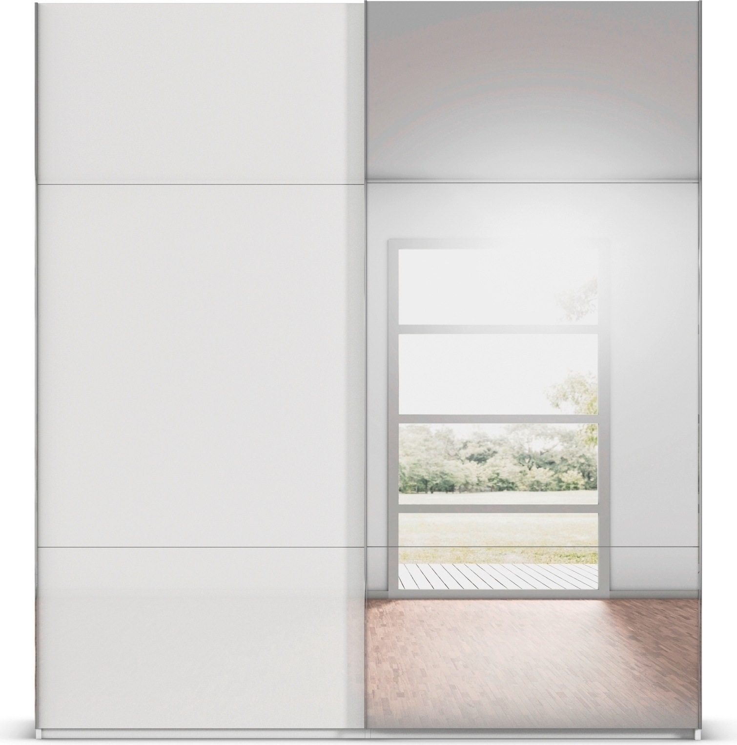 rauch Schwebetürenschrank »Kleiderschrank Schrank Garderobe Schlafzimmerschrank CONTIDO«, (in 3 verschiedenen Ausstattungen BASIC/CLASSIC/PREMIUM), aus hochwertigem Material in 6 Breiten 2 Griff-Farben MADE IN GERMANY