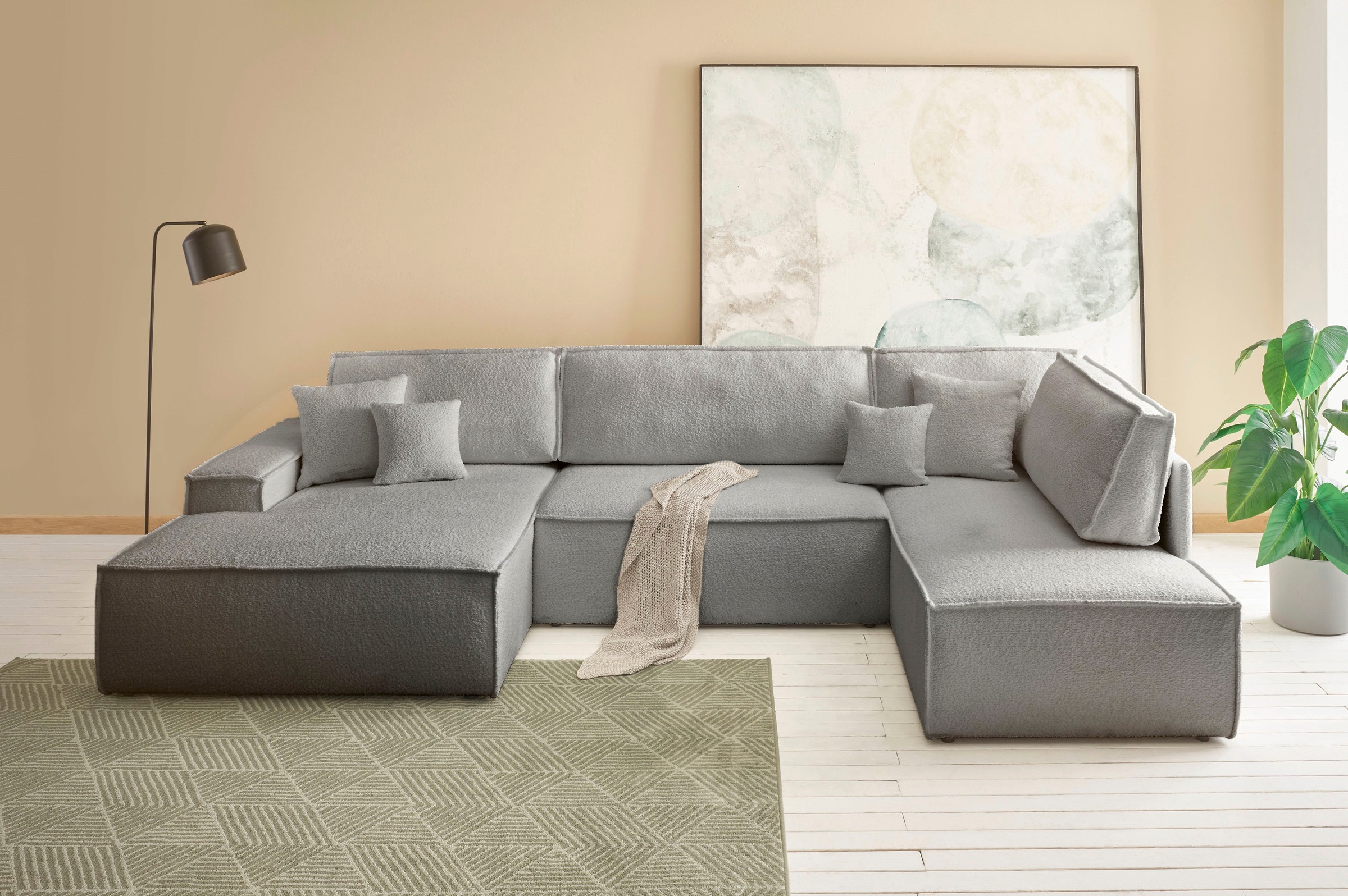 OTTO home Wohnlandschaft »FINNLEY, U-Form XXL 329 cm, Schlafsofa, Schlaffun günstig online kaufen
