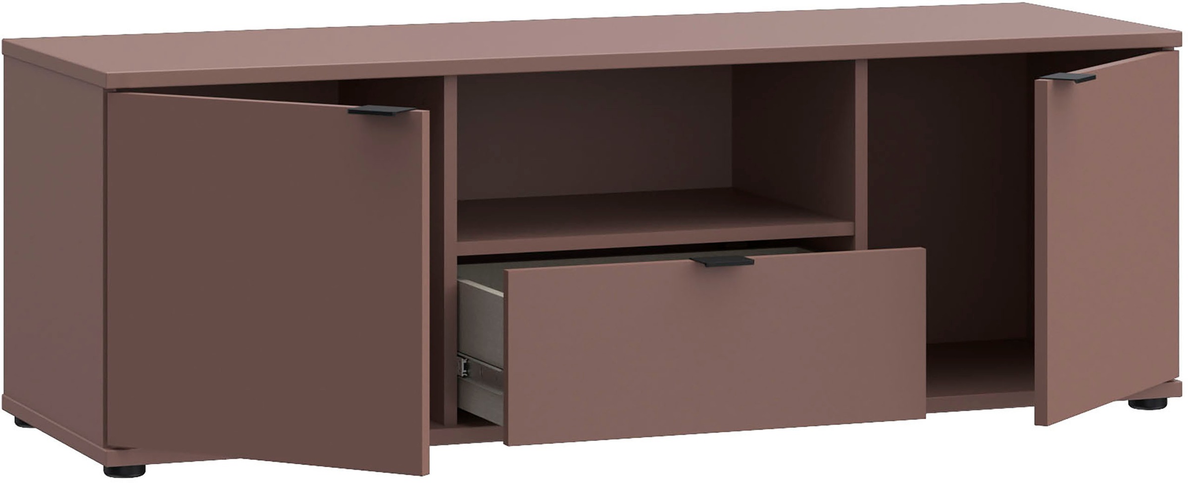 FORTE Lowboard »Ganymede«, (Breite 129,8cm), TV Board, Stauraum, Schublade; Metallgriffe, Kabelführung