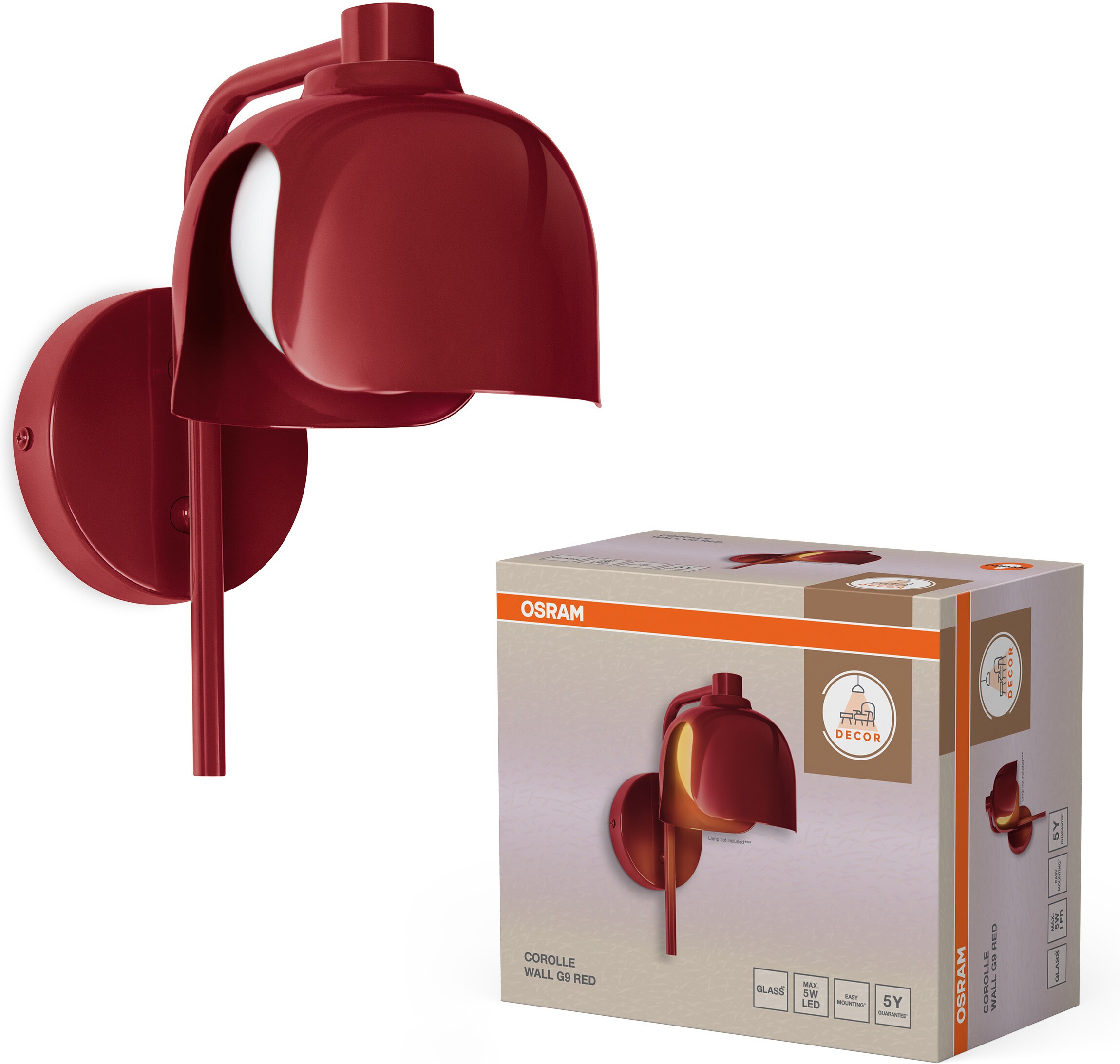 Osram Wandleuchte »Decor Corolle« G9 1 Stk. Fassung G9, Stahl und Glas