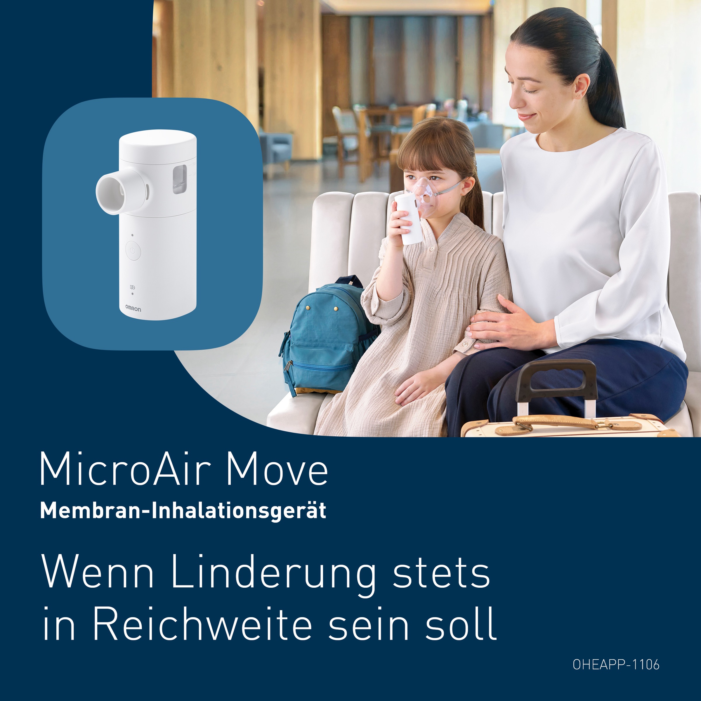 Omron Inhalationsgerät »MicroAir Move, besonders leise, für zu Hause und unterwegs« einfach, effizient, wiederaufladbar