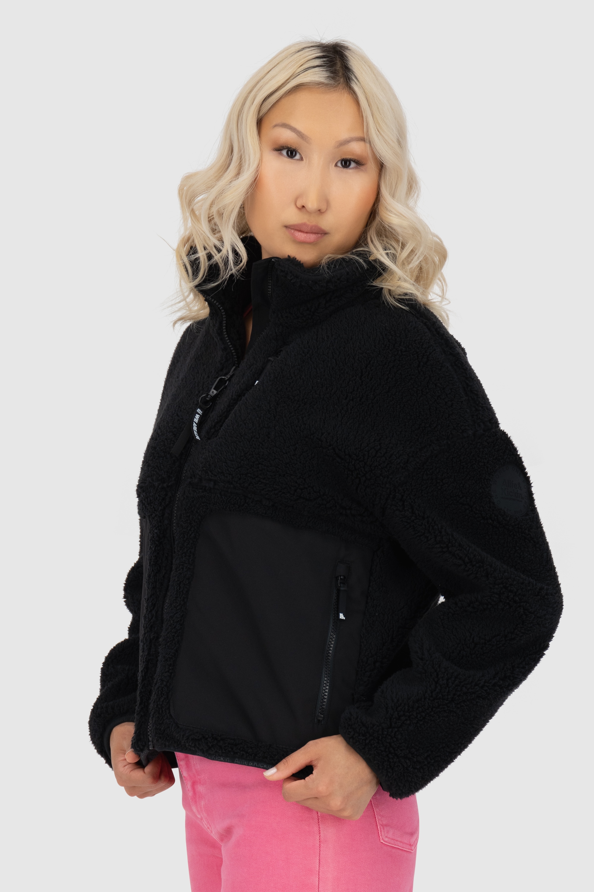 Alife & Kickin Winterjacke »Damen AnoukAK G«, ohne Kapuze, Stylische Teddy Plüschjacke mit hohem Kragen und Fleece-Innenfutter