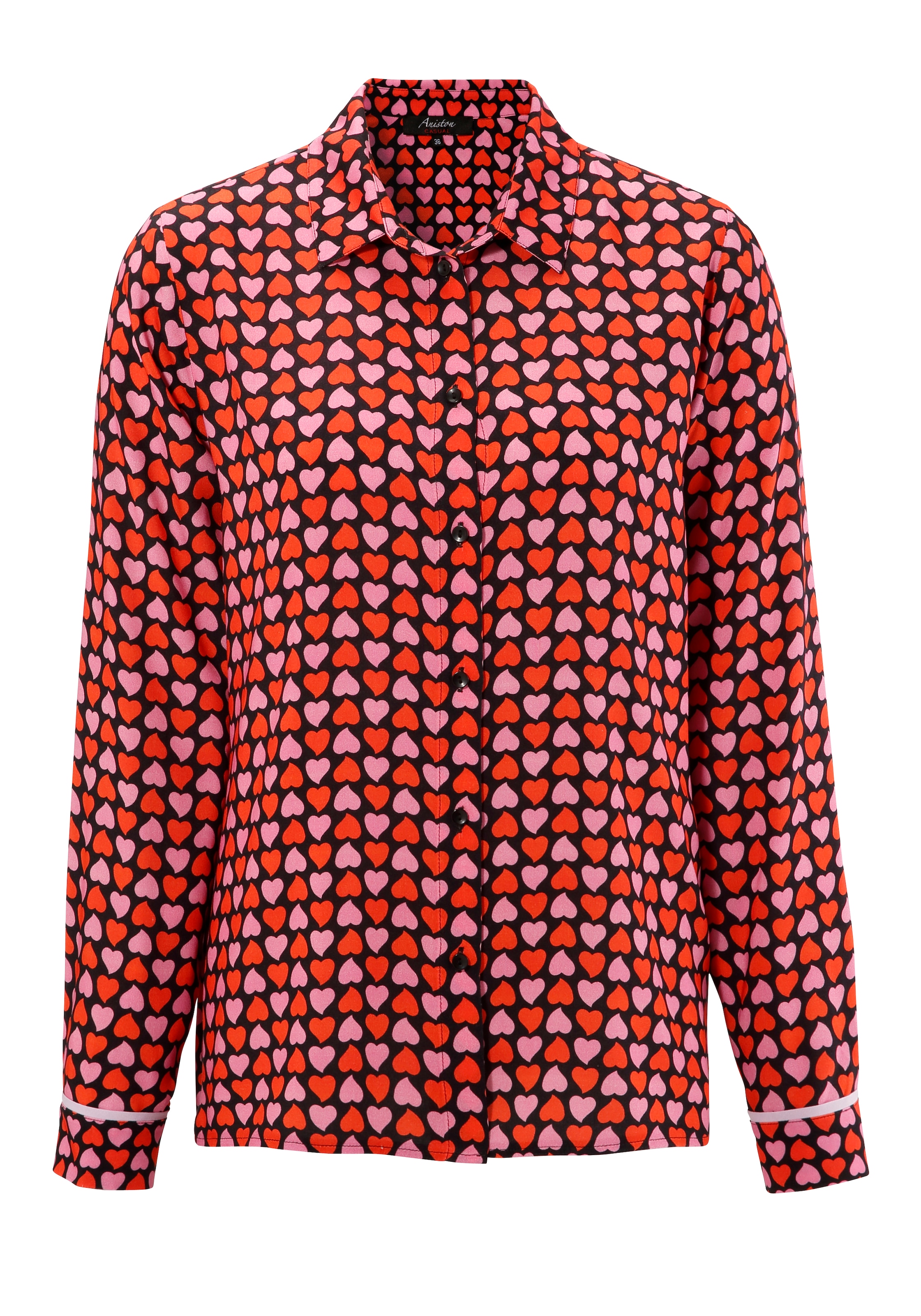 Aniston CASUAL Hemdbluse, allover mit kleinen Herzchen bedruckt online  bestellen