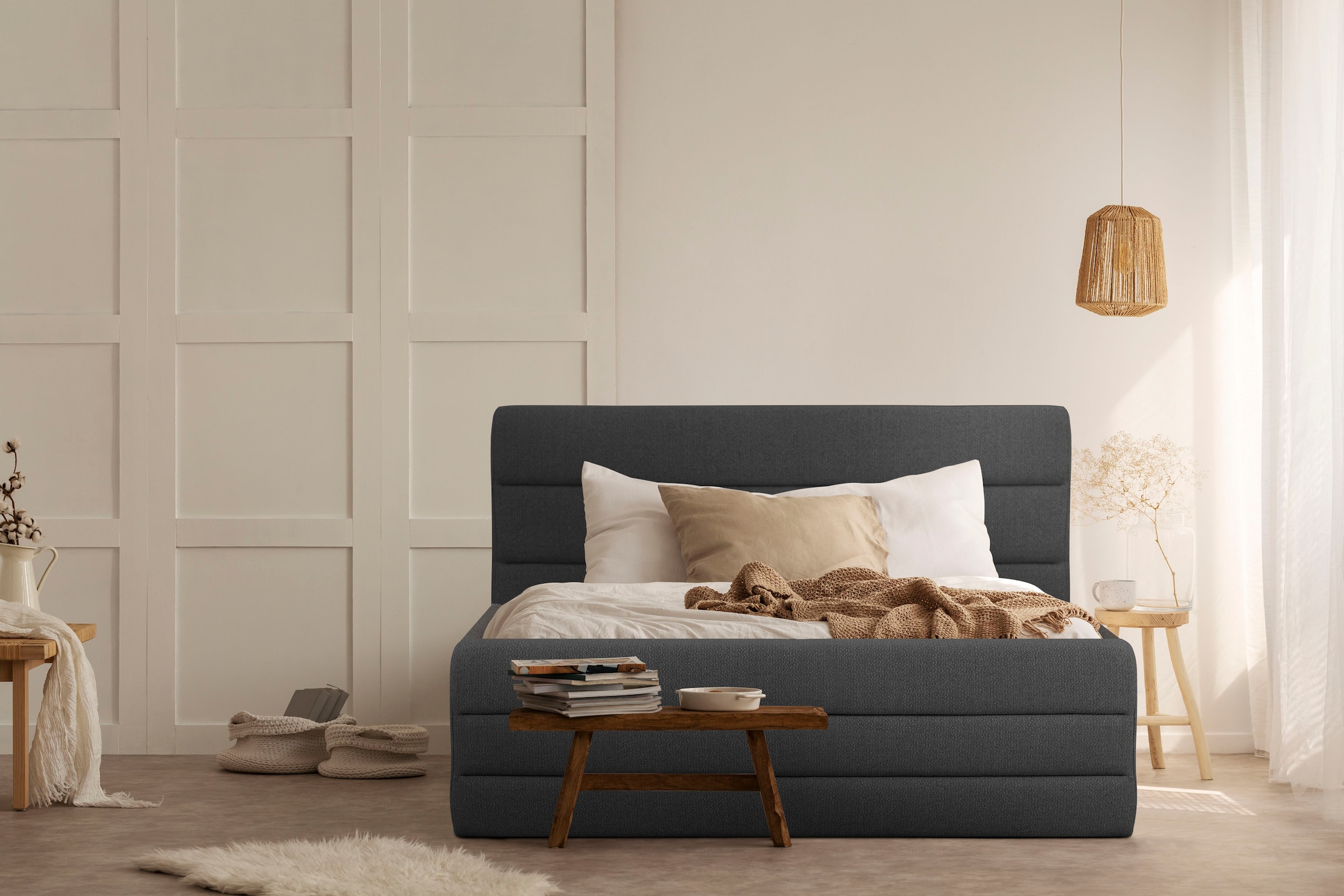 OTTO products Polsterbett "Merrit" Quernaht im Kopf- und Fußteil, in 5 Brei günstig online kaufen