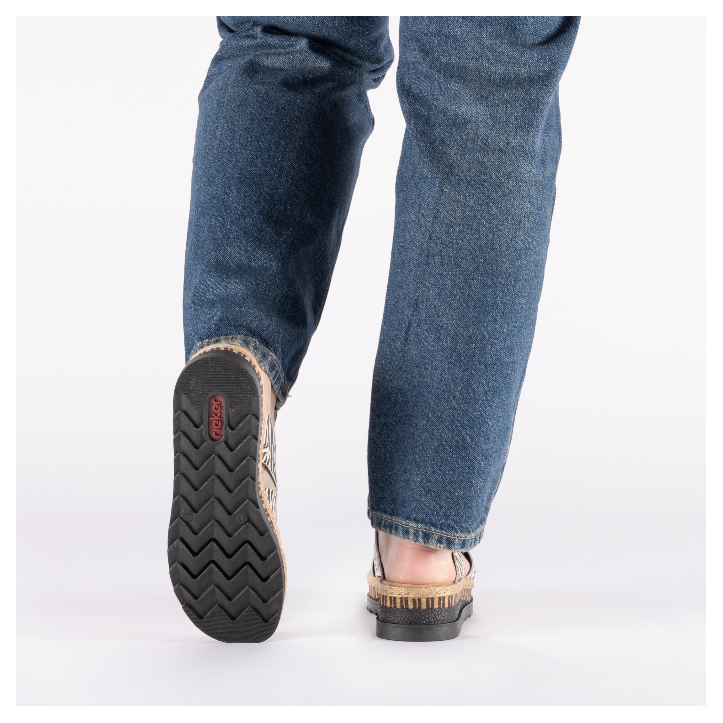 Rieker Pantolette  Keilabsatz, Sommerschuh, Schlappen mit Juteumrahmung