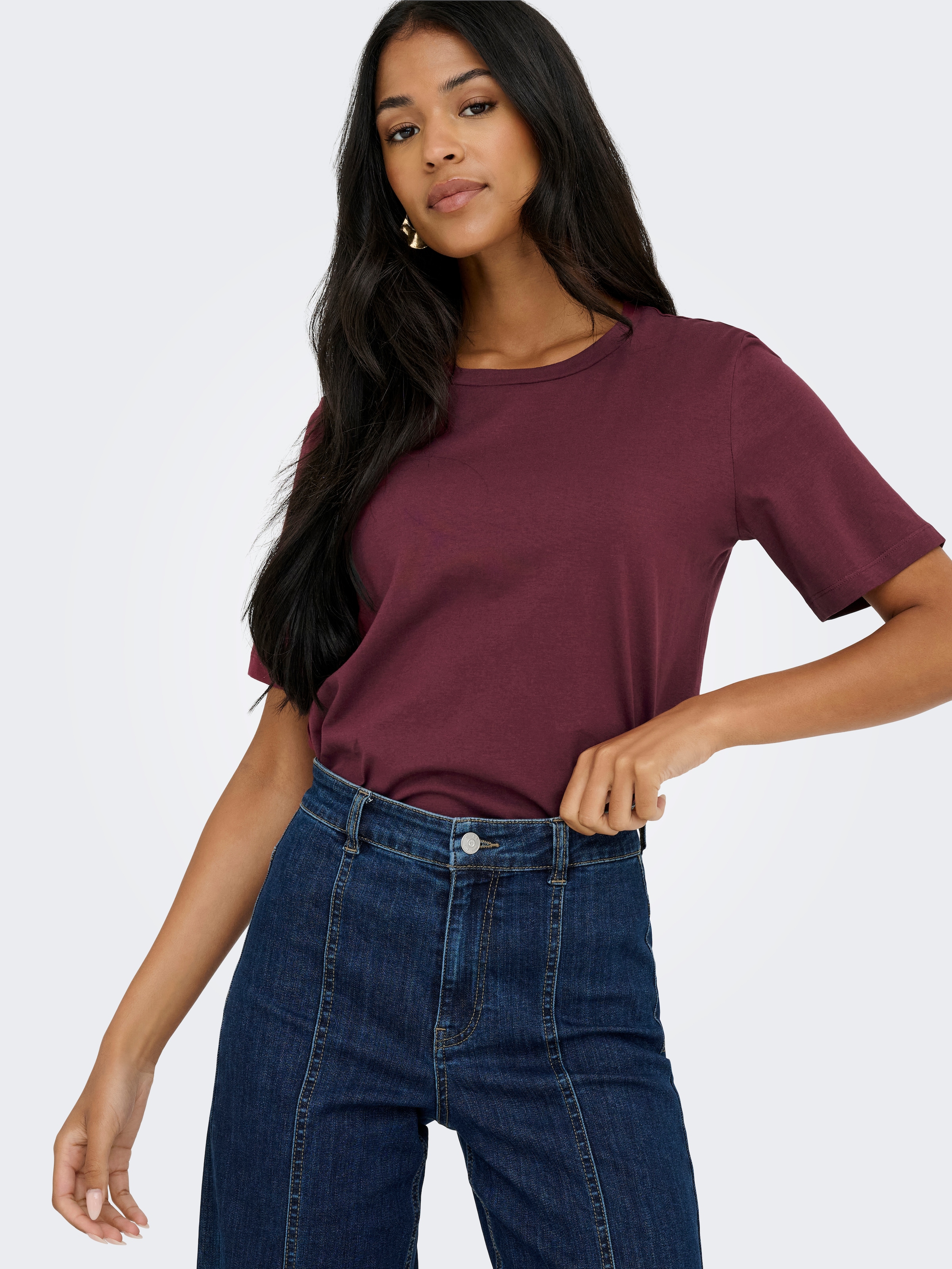 ONLY Kurzarmshirt »ONLONLY – Doppelpack T-Shirts für Alltag und Freizeit« Packung, 2 Stk. regular fit, Jersey, Baumwolle, Rundhals, unifarben