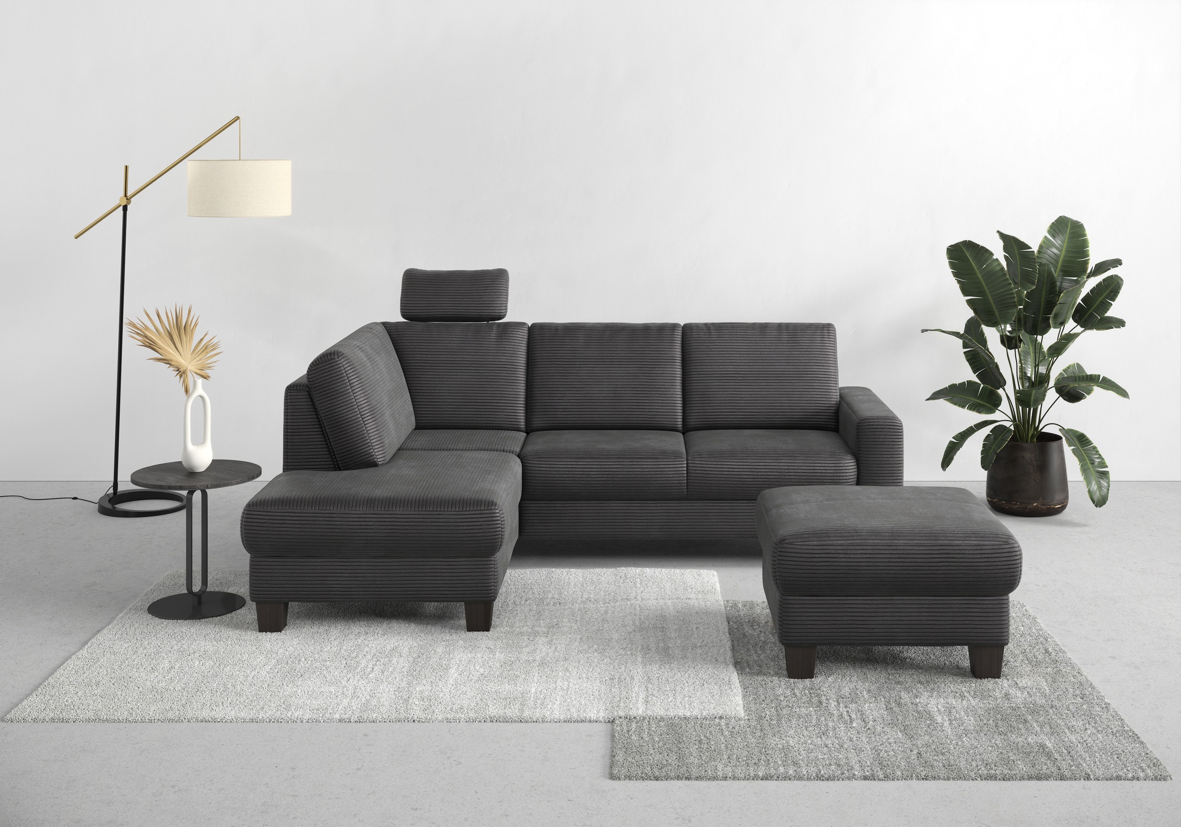Home affaire Ecksofa »Summer L-Form«, mit Ottomane, mit oder ohne Bettfunktion und Bettkasten, Cord-Bezug