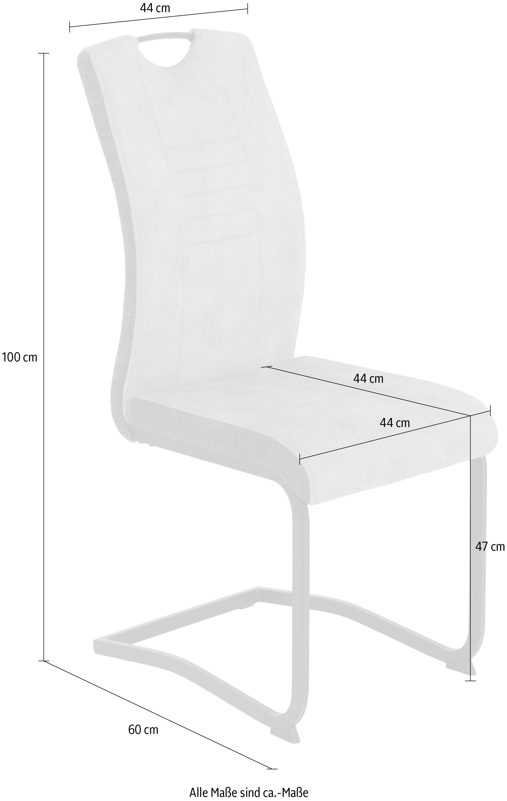 HELA Freischwinger »RIGA II«, (Set), 4 St., Samt-Cord, Freischwinger,Vierkantrohrgestell,mit Griff,Samt Cordoptik