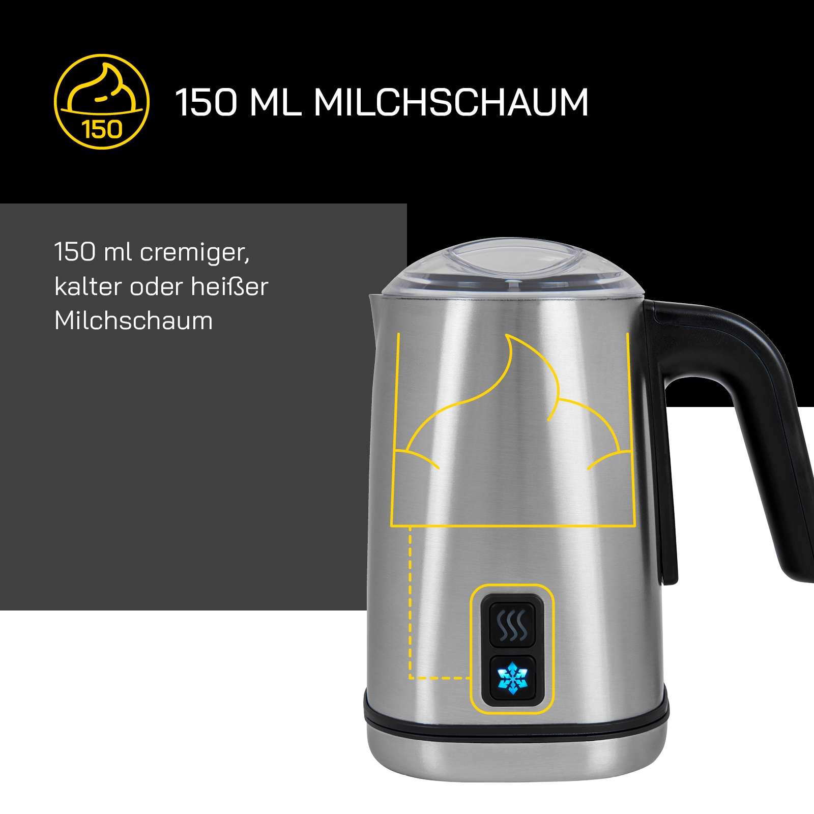Gutfels Milchaufschäumer »MILK 5010«, 500 W, 350 ml Edelstahlbehälter