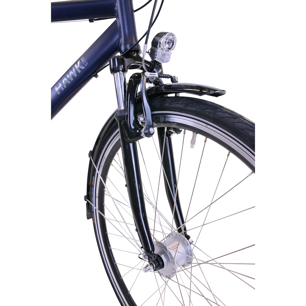 HAWK Bikes Cityrad »HAWK Citytrek Gent Deluxe Plus Ocean Blue«, 7 Gang, Shimano, Nexus Schaltwerk