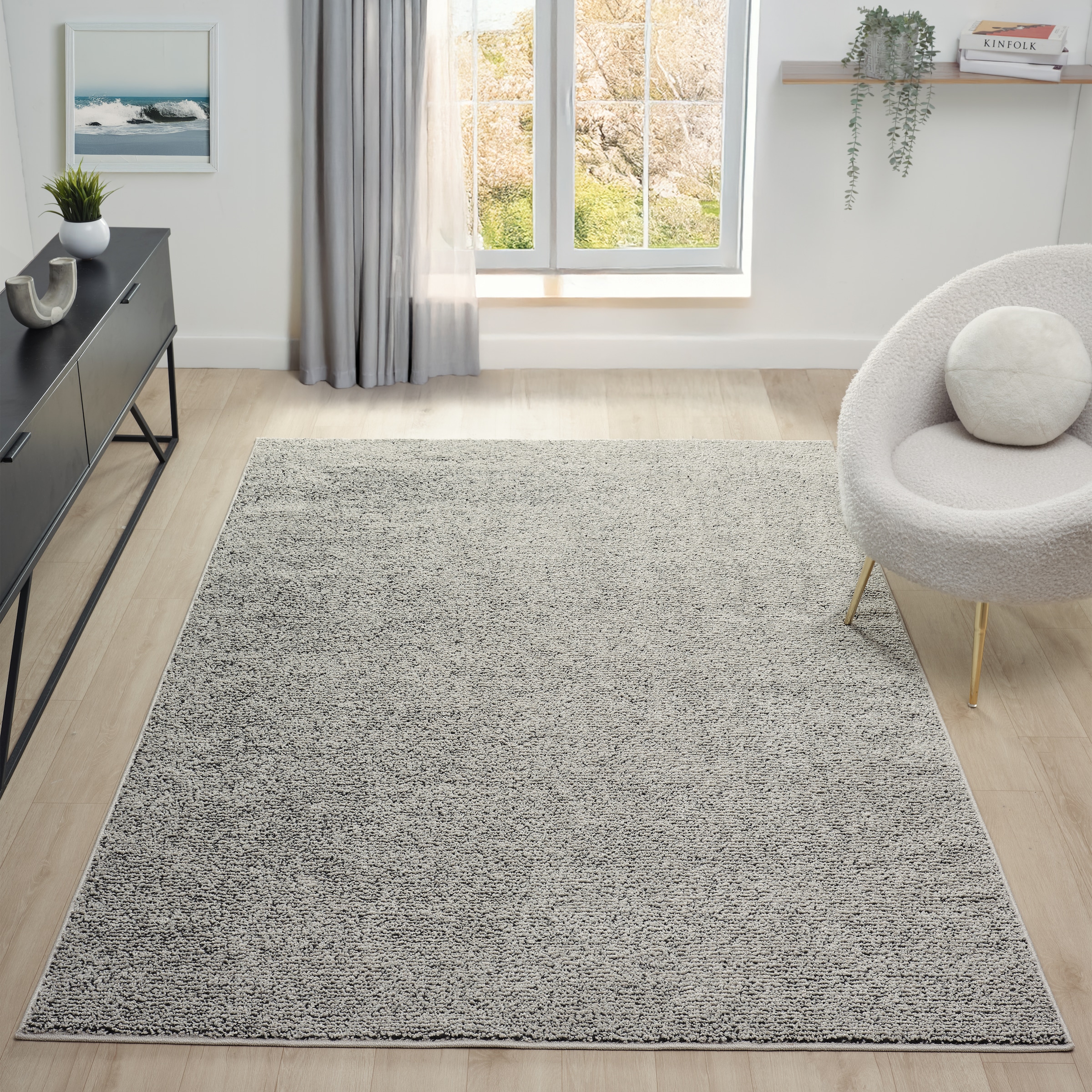 OTTO home Teppich »Lisam« rechteckig 15 mm Höhe meliert, uni, Wohnzimmer, Schlafzimmer