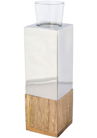 Creativ home Teelichthalter »Kerzenhalter Tower«, (1 St.), aus Holz, Edelstahl und Glas kaufen