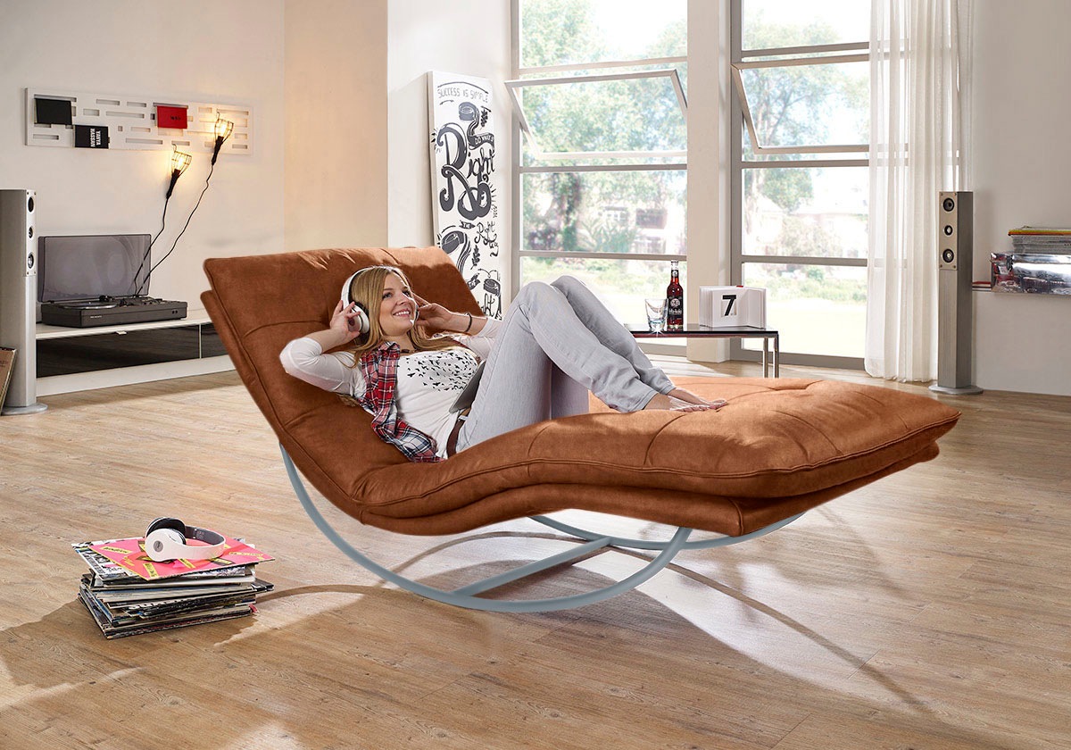 W.SCHILLIG Relaxliege »daily dreams«, in Waffelkissen-Optik, Schaukelgestell silber matt, in 2 Breiten