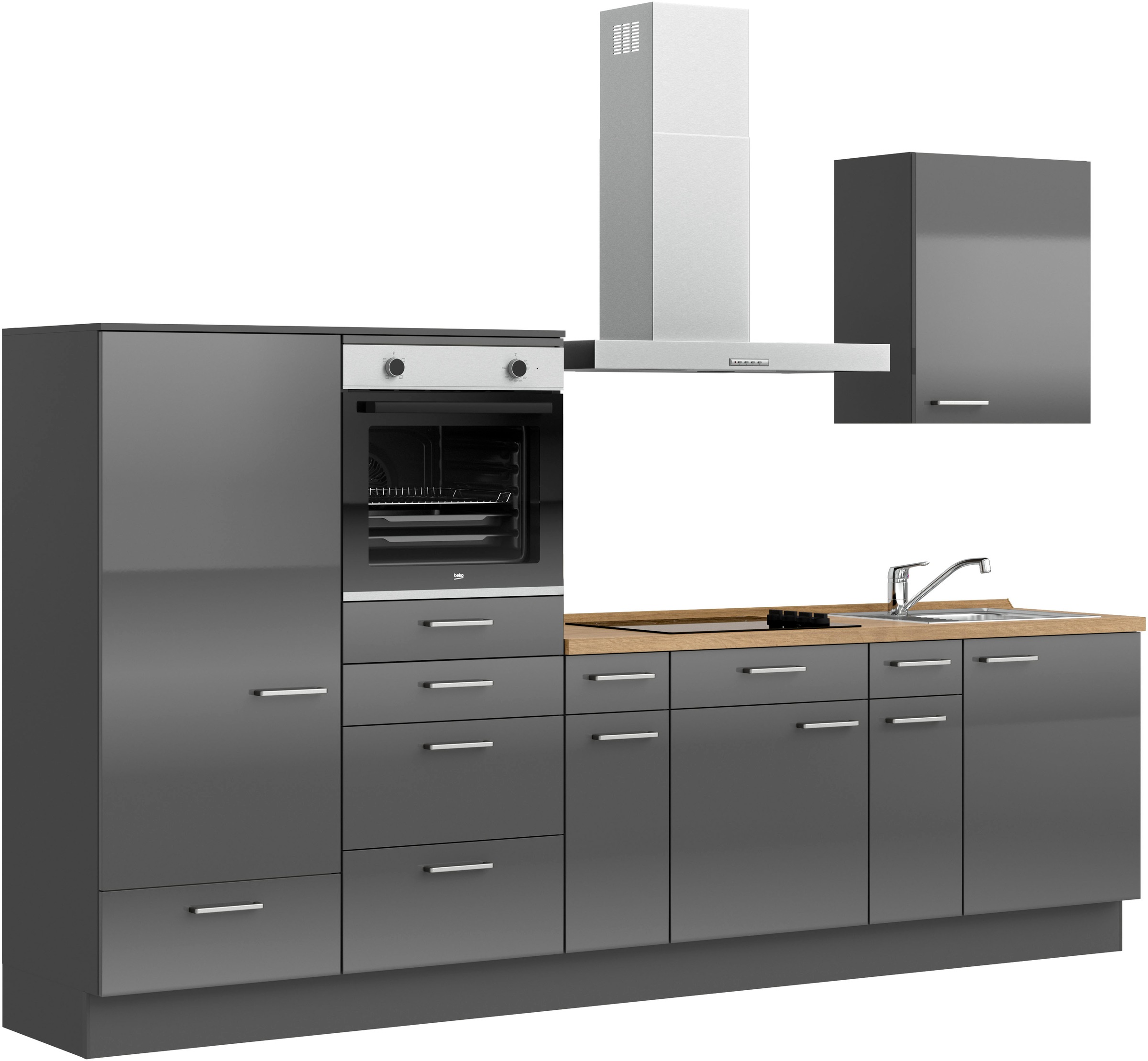 nobilia® Küchenzeile »"Flash I"«, vormontiert, Ausrichtung wählbar, Breite 300 cm, wahlw. mit E-Geräten