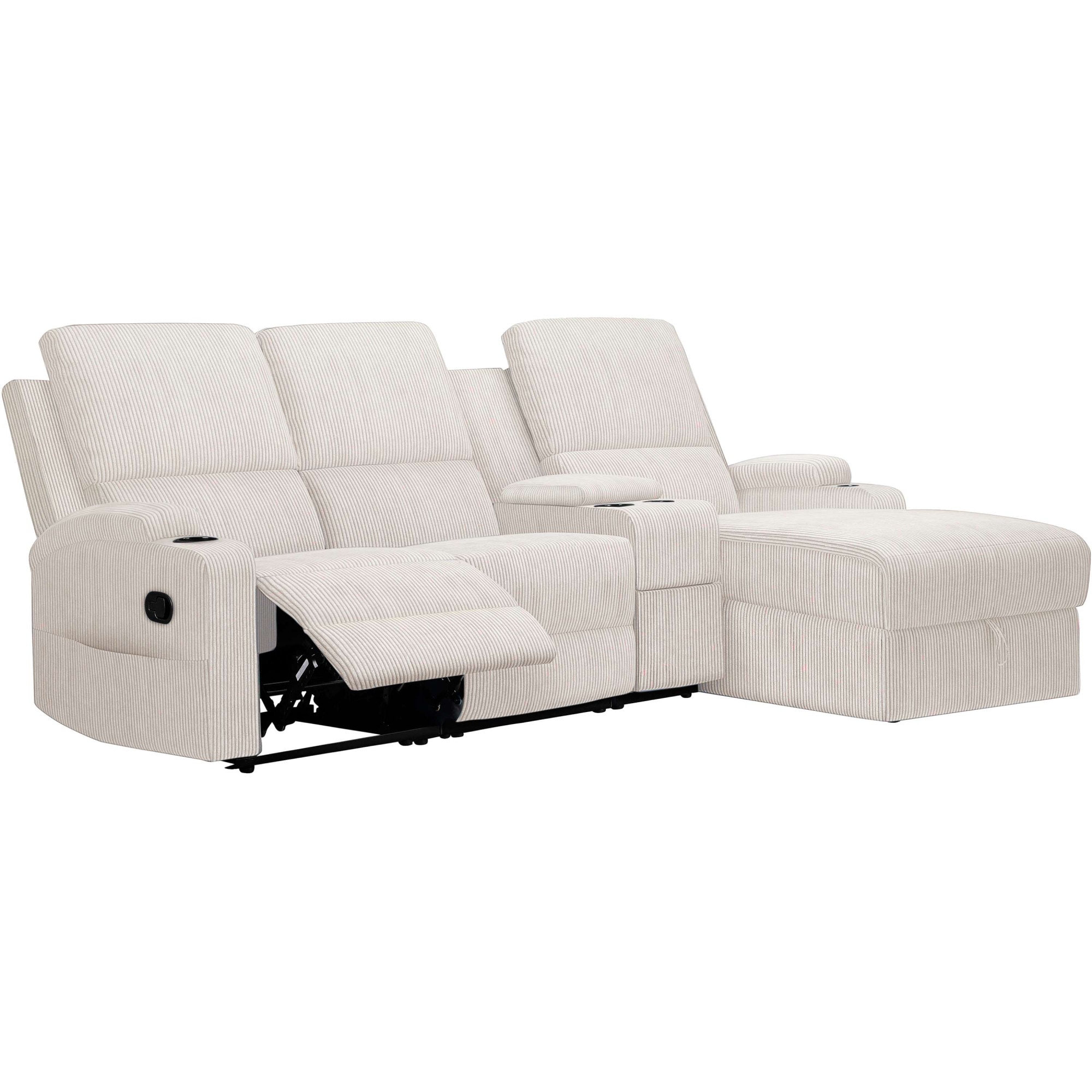 Home affaire Ecksofa »NAPORI Multimediasofa, 3er Kinosessel XXL, L-Form, Cord«, Kinosofa mit Relaxfunktion, Getränkehalter, Staufach und Staukasten
