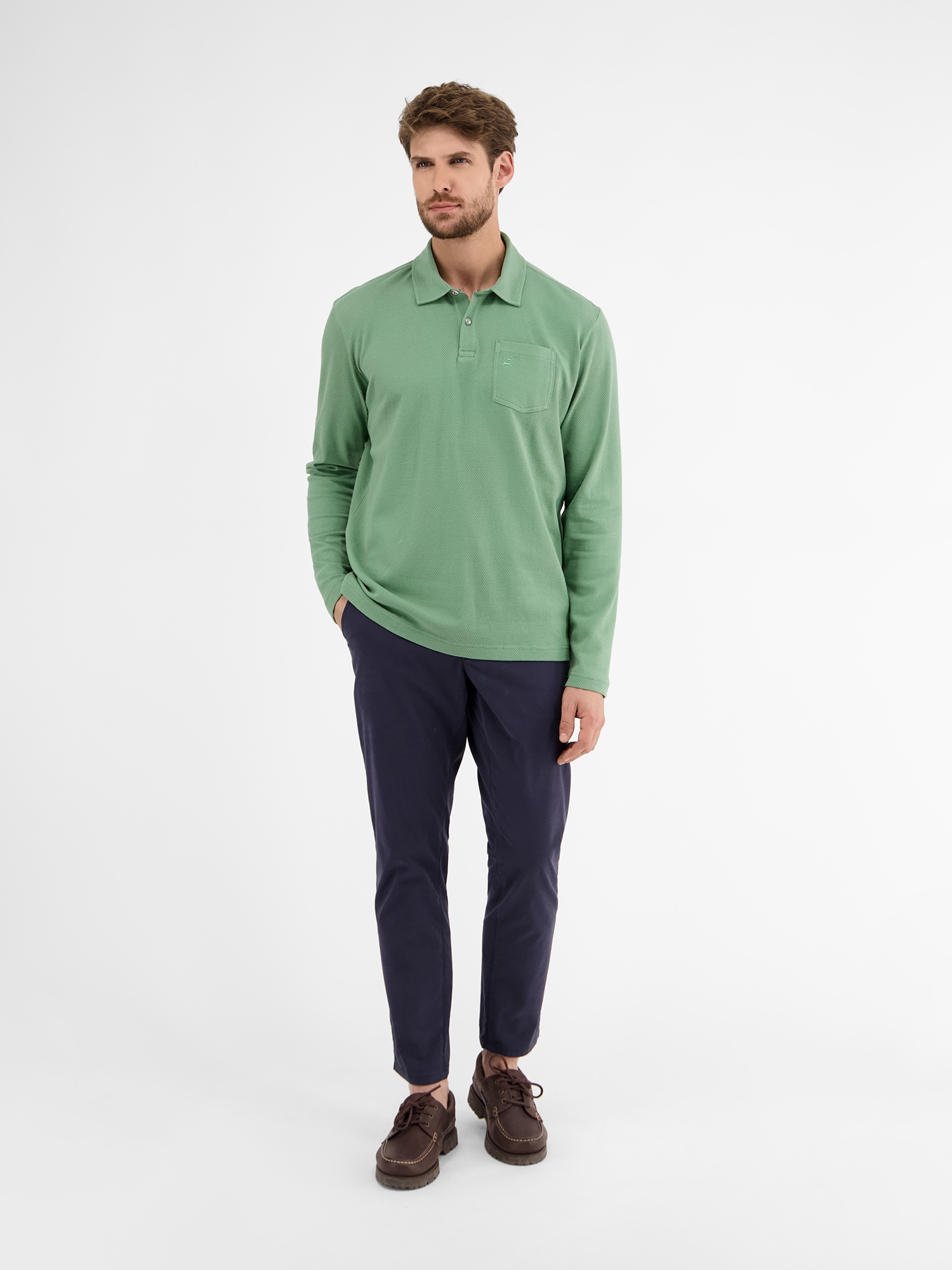 LERROS Langarmshirt »LERROS Herren Langarmpolo in Waffel-Piqué«
