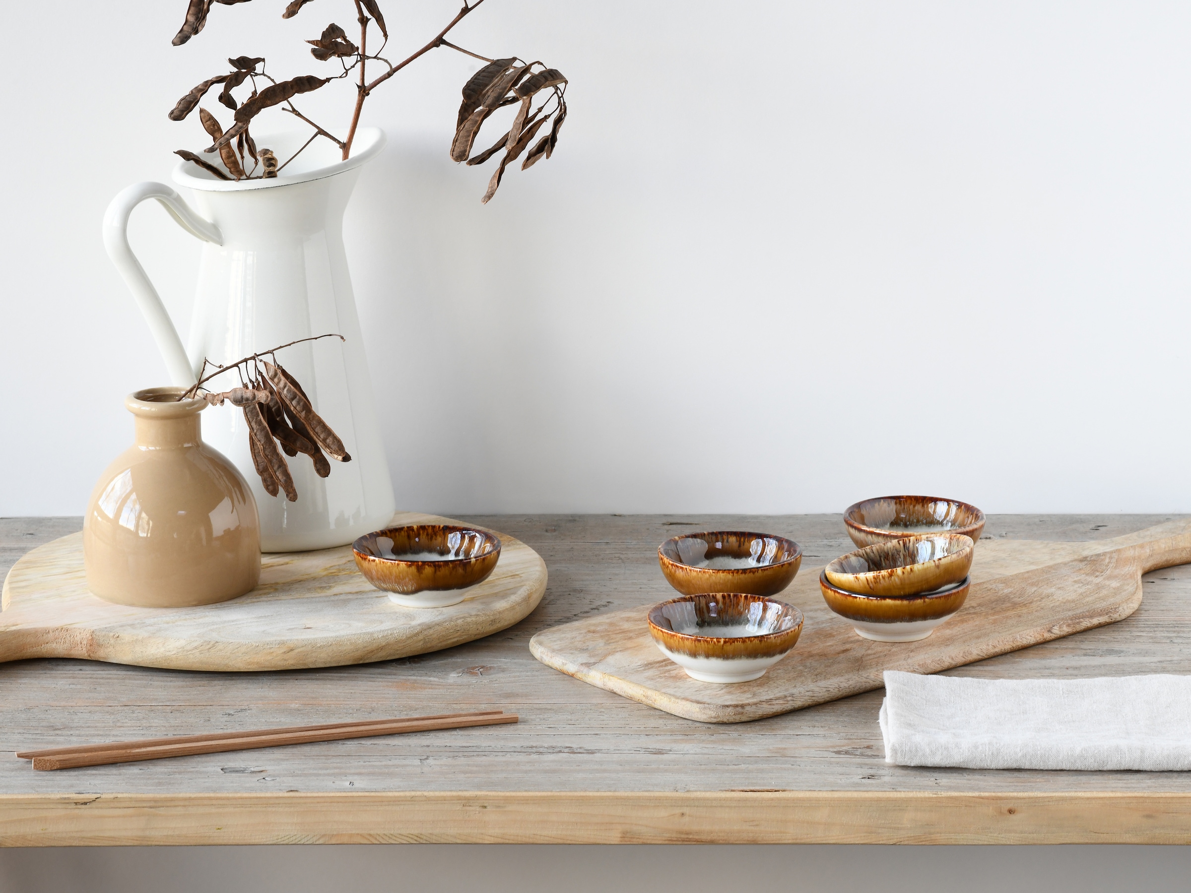 CreaTable Schale »Cascade, Sojaschale, Ø 8 cm, 6-tlg«, 6 tlg., aus Steinzeug, Rekativglasur, Healthy Food