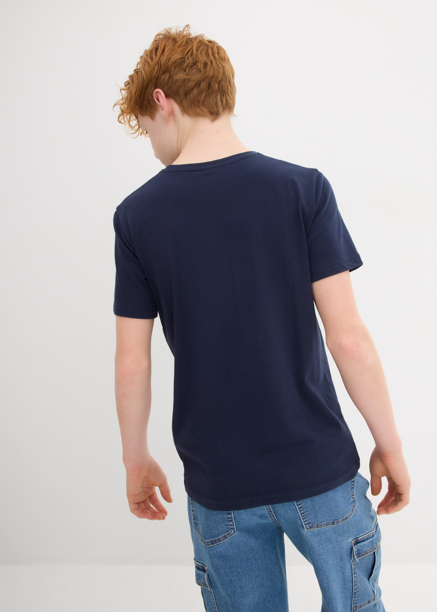 bonprix T-Shirt Packung, 3er,  aus hautfreundlicher Baumwolle, mit Rundhalsausschnitt, Kurzarm-Design