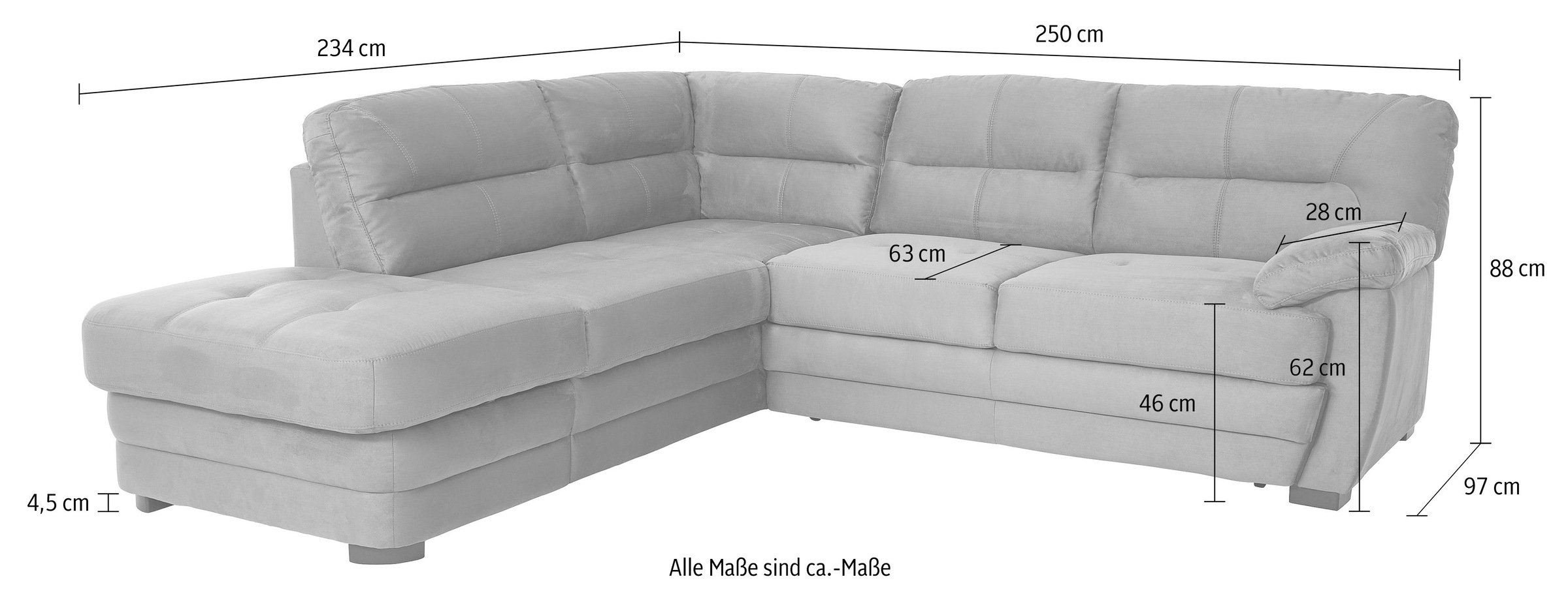 COTTA Ecksofa "Royale L-Form" wahlweise mit Bettfunktion günstig online kaufen