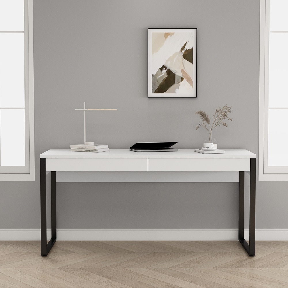 OTTO home Schreibtisch »Moid, Computertisch im modernen Design,« Breite 120/140/160 cm, mit Metallbeinen & Schublade